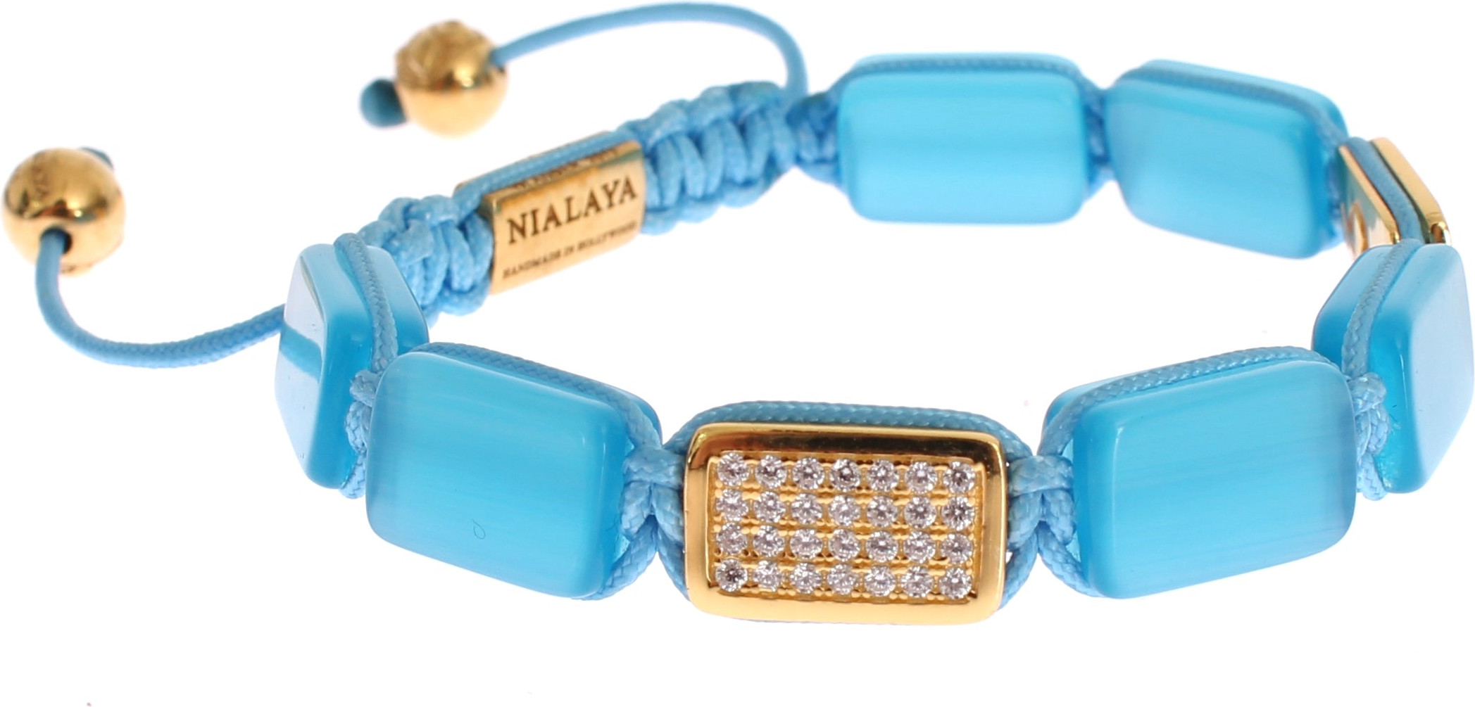 Браслет Nialaya Jewelry Элегантный с синим опалом и инкрустацией бриллиантами