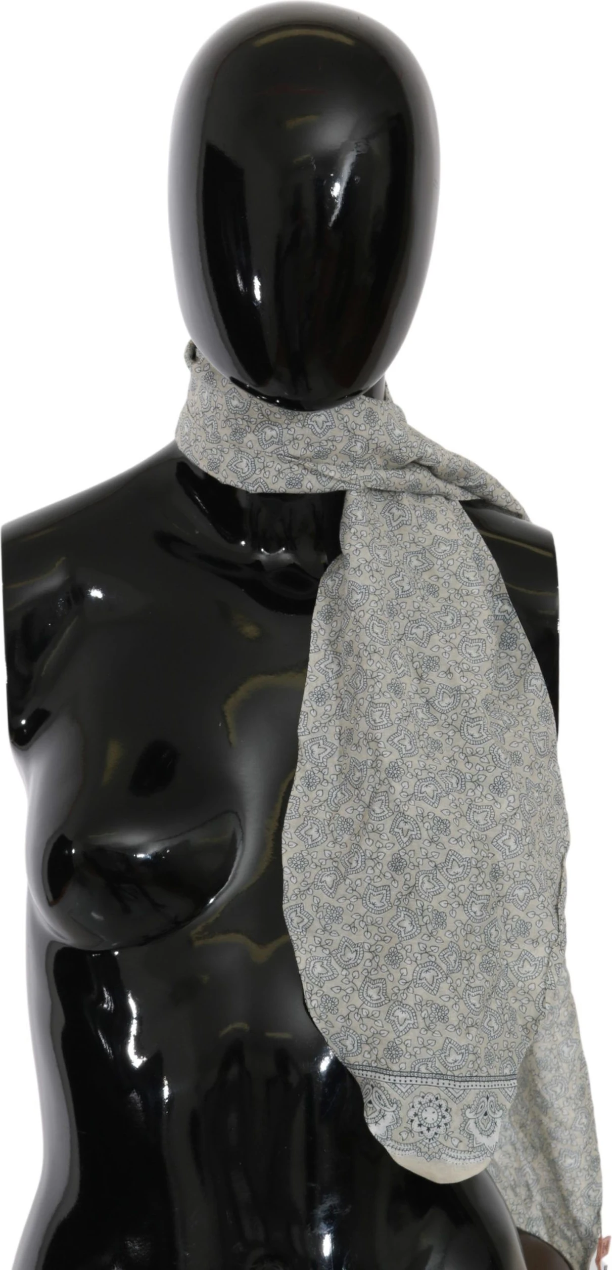 Шарф Ermanno Scervino Chic Cotton Scarf с фантазийным принтом в бежевом и синем цветах