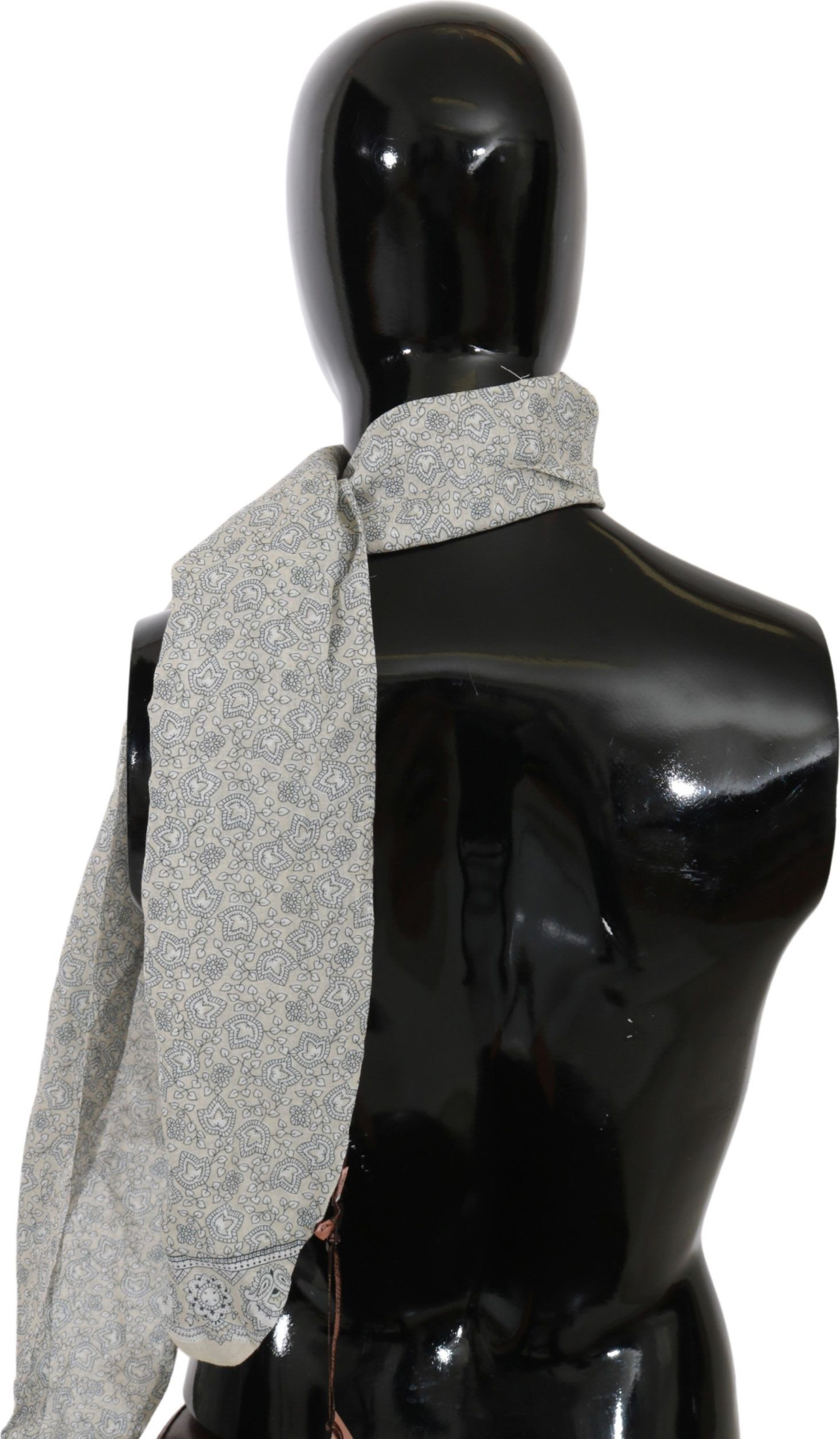 Шарф Ermanno Scervino Chic Cotton Scarf с фантазийным принтом в бежевом и синем цветах