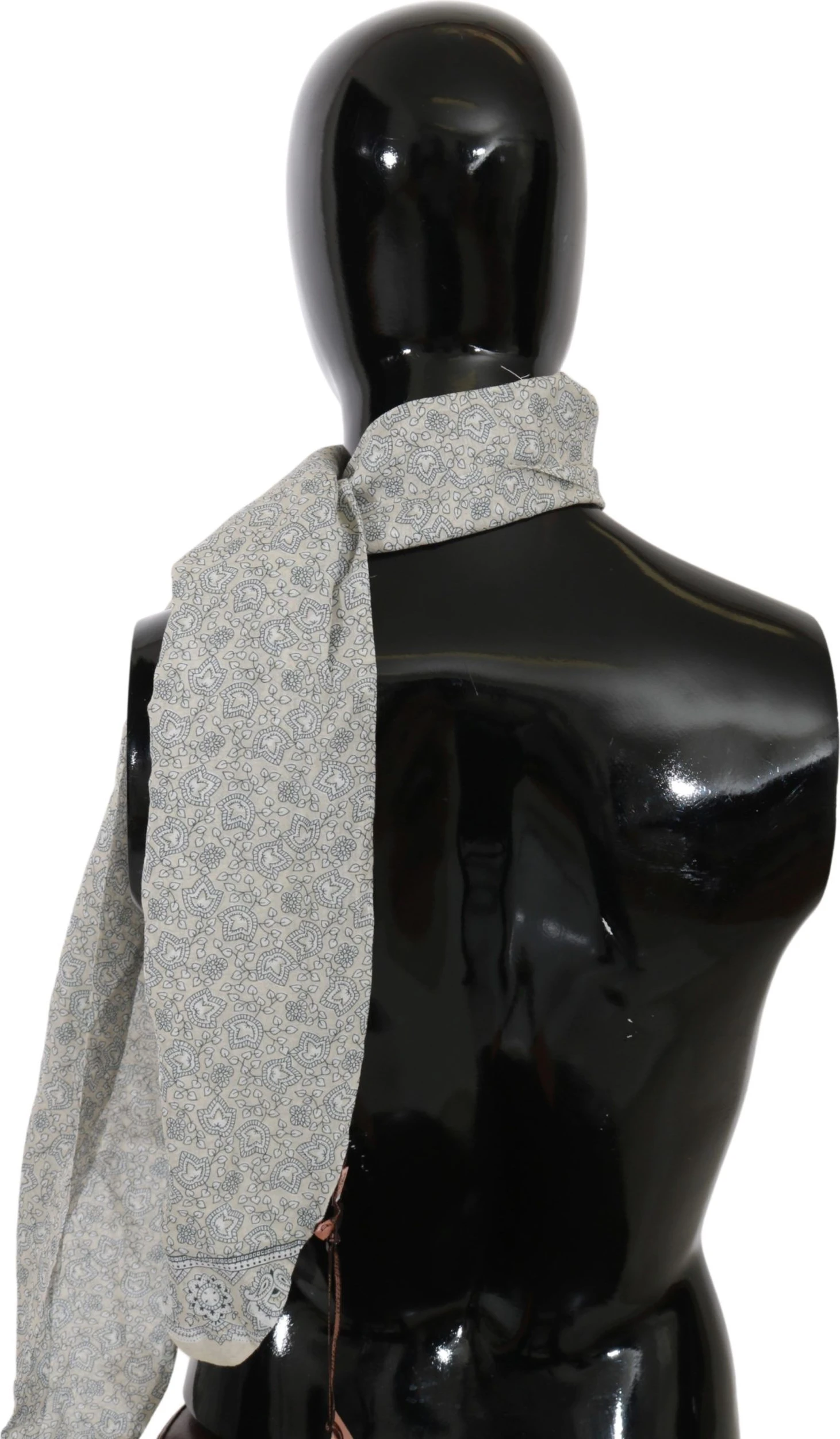 Шарф Ermanno Scervino Chic Cotton Scarf с фантазийным принтом в бежевом и синем цветах