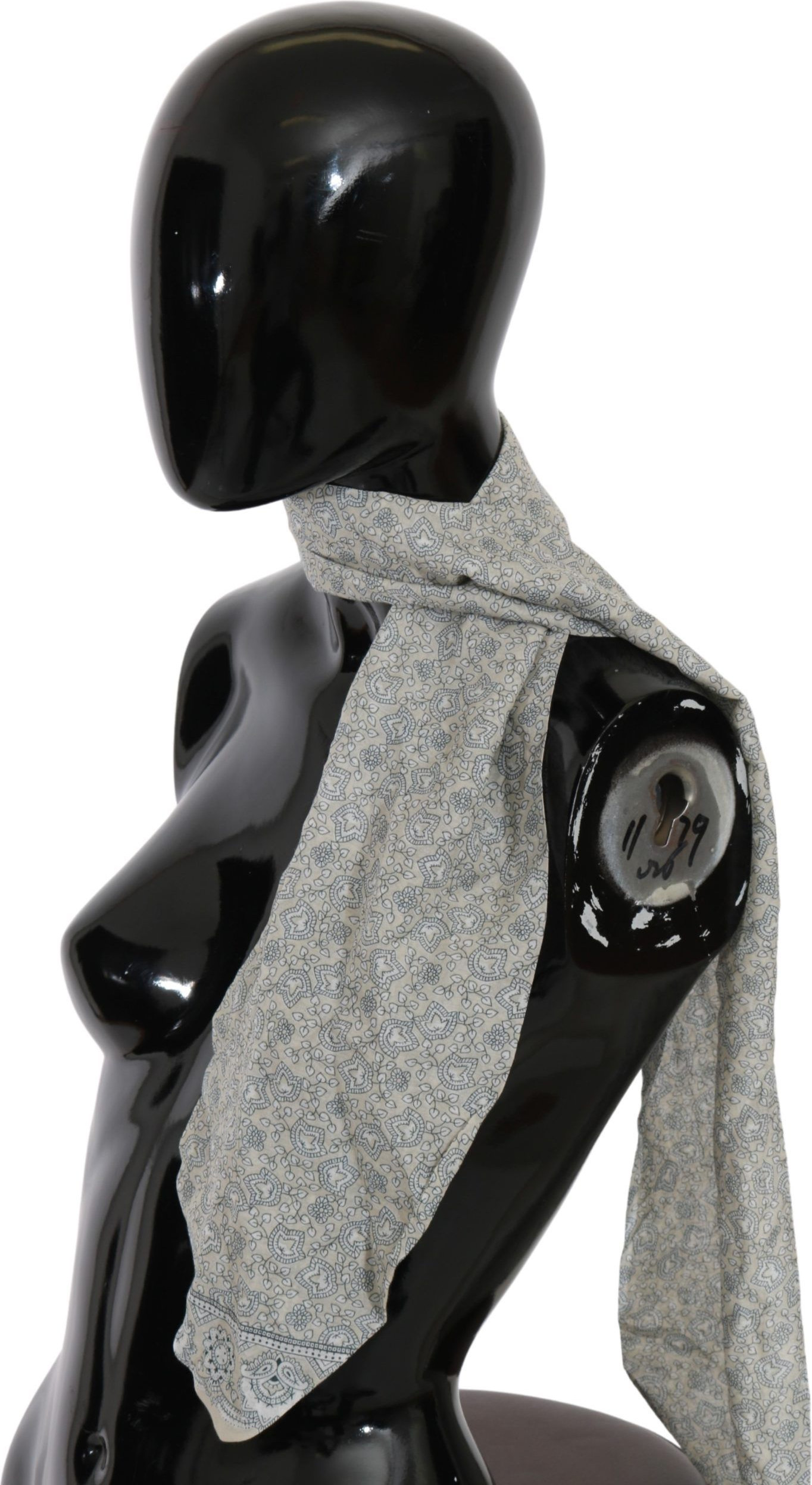 Шарф Ermanno Scervino Chic Cotton Scarf с фантазийным принтом в бежевом и синем цветах