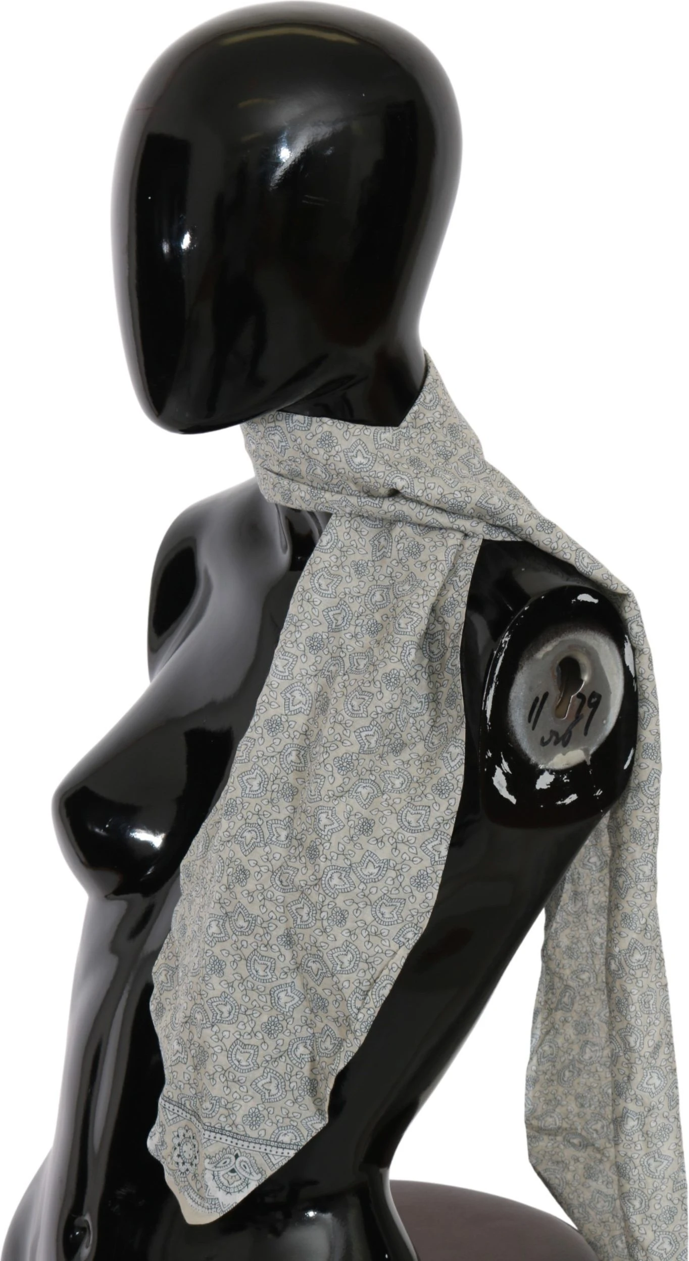 Шарф Ermanno Scervino Chic Cotton Scarf с фантазийным принтом в бежевом и синем цветах