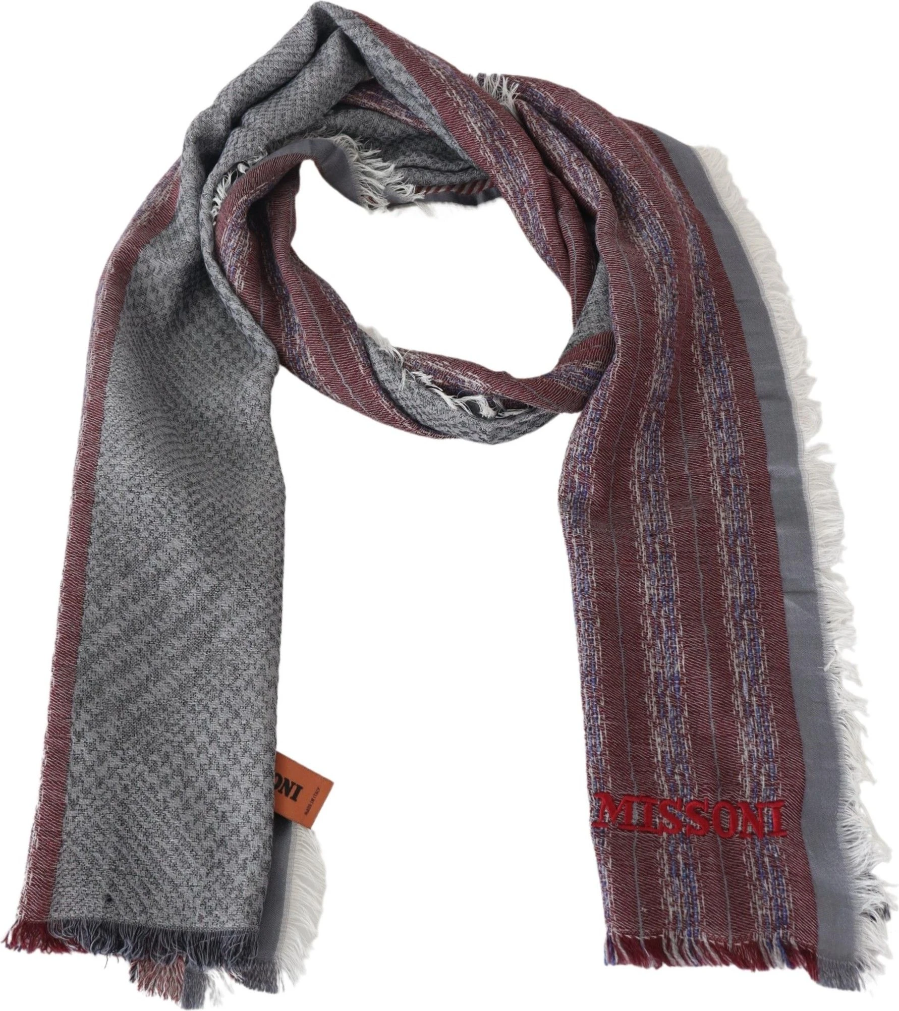 Шарф Missoni Элегантный Шерстяной Полосатый Шарф с Логотипом