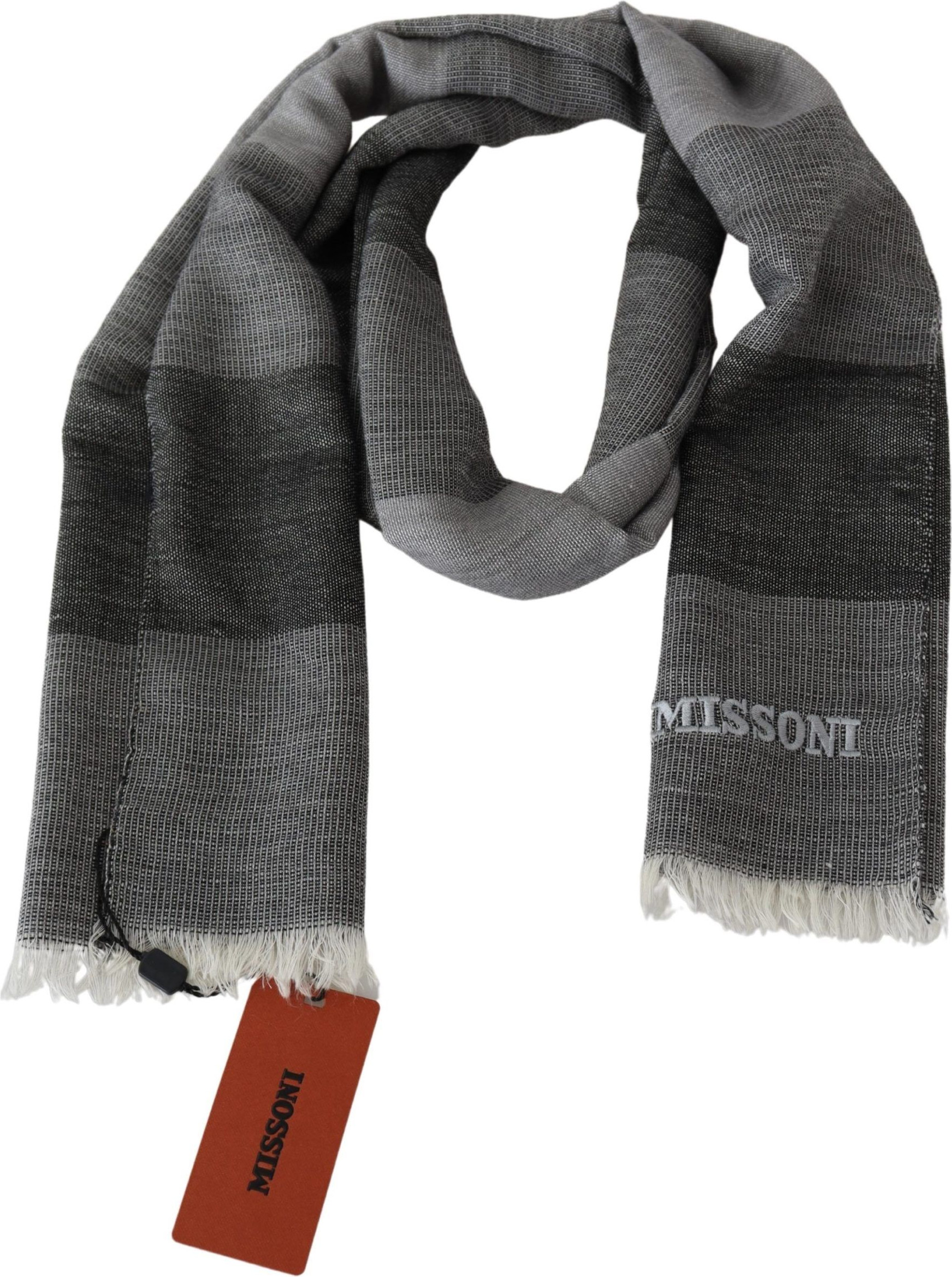 Шарф Missoni Элегантный полосатый шерстяной шарф с вышивкой логотипа