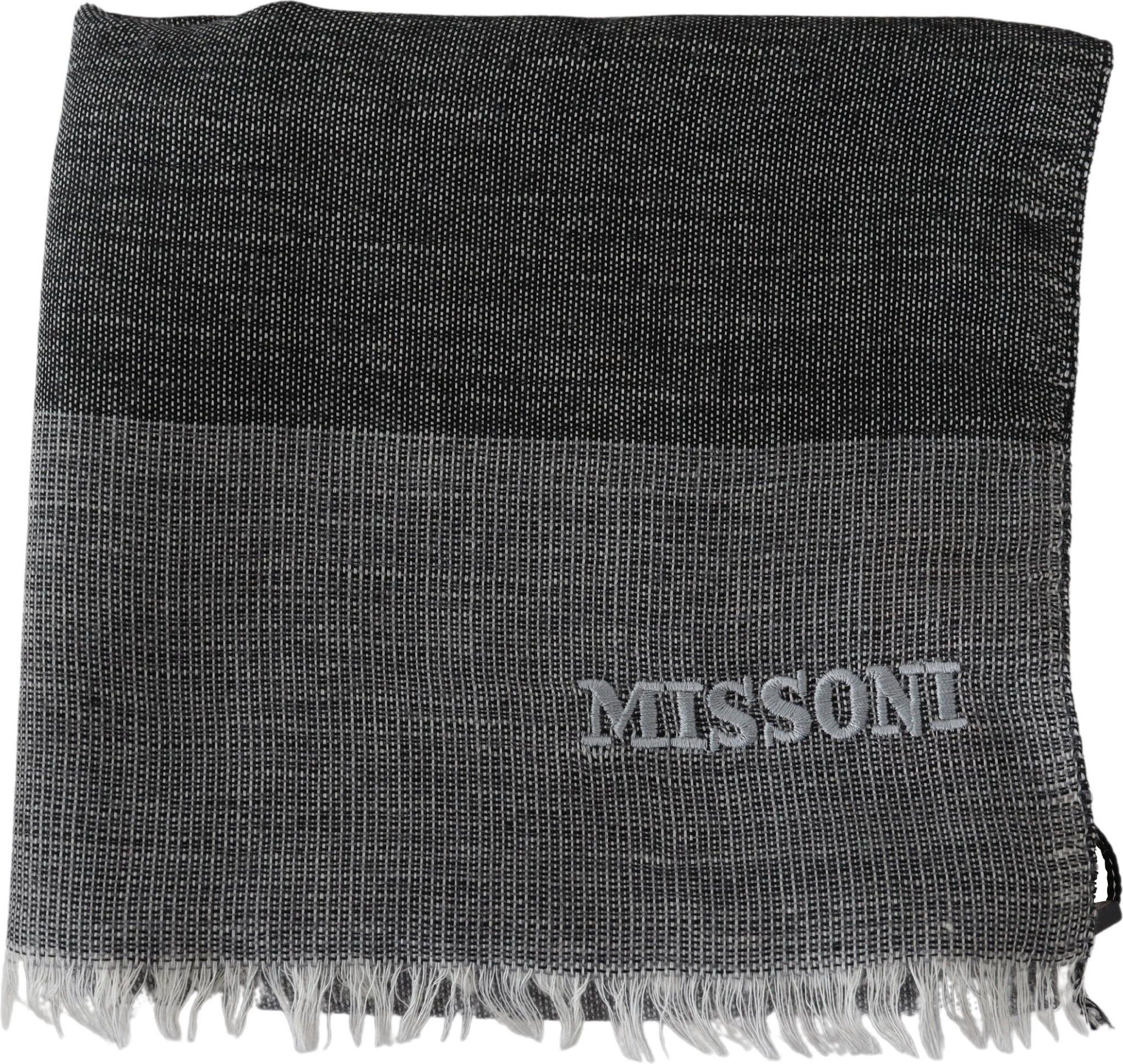 Шарф Missoni Элегантный полосатый шерстяной шарф с вышивкой логотипа