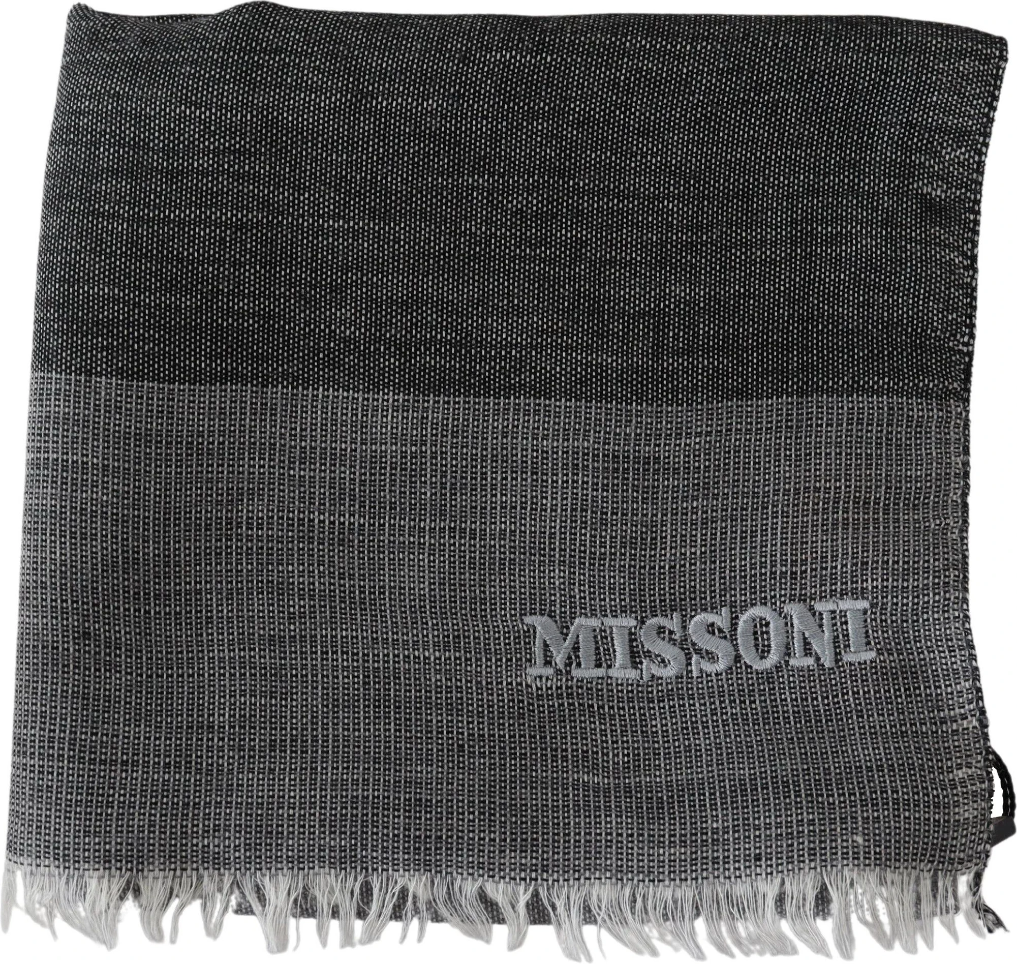 Шарф Missoni Элегантный полосатый шерстяной шарф с вышивкой логотипа