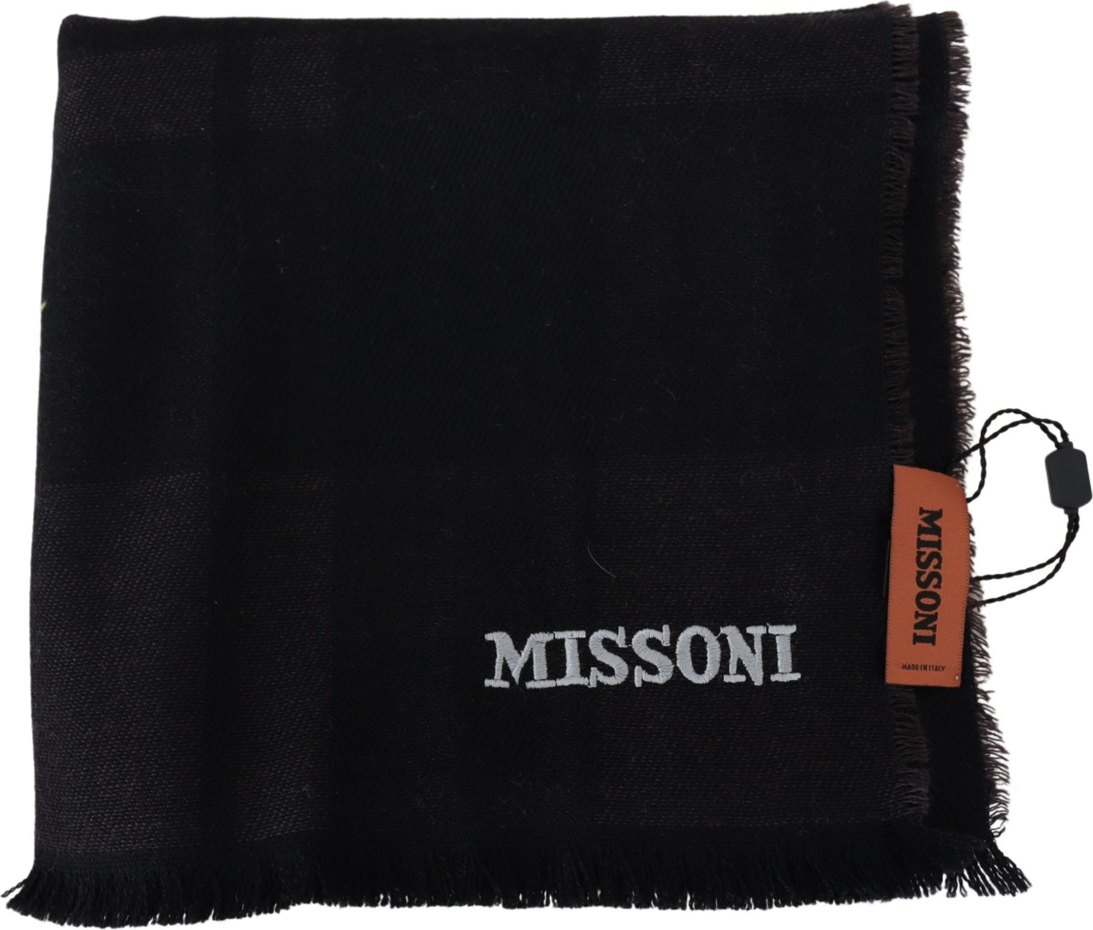 Шарф Missoni Элегантный черный шерстяной шарф с вышивкой логотипа