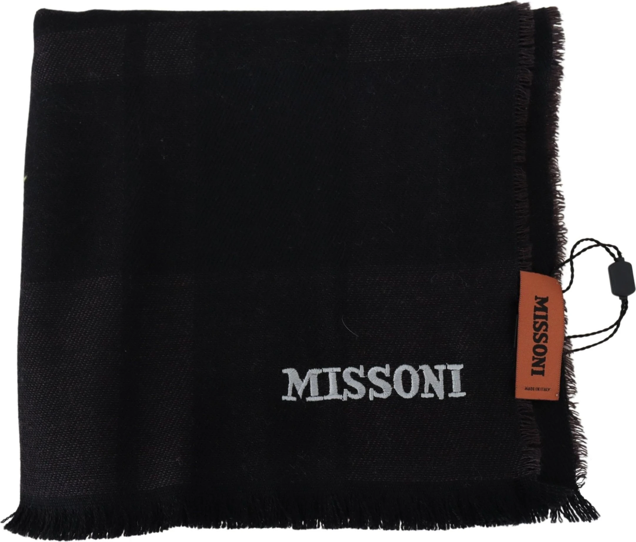 Шарф Missoni Элегантный черный шерстяной шарф с вышивкой логотипа