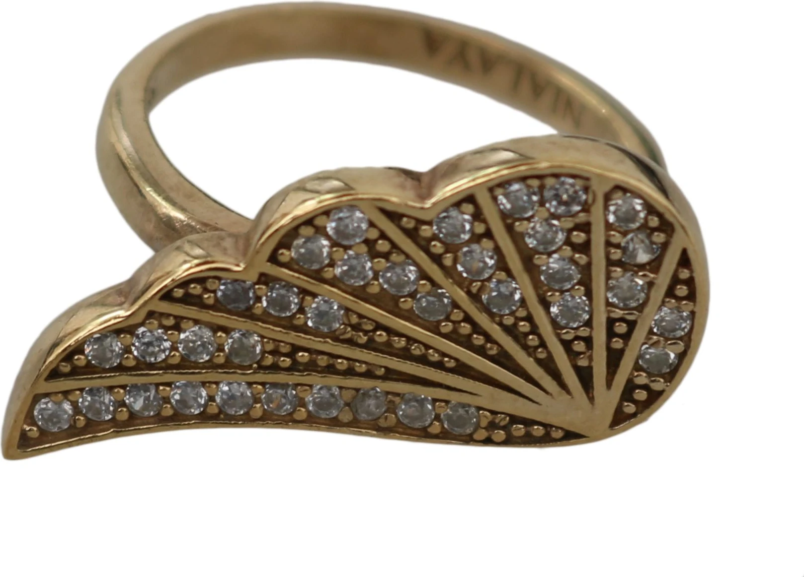 Кольцо Nialaya Jewelry Золотое Крыло с прозрачным CZ