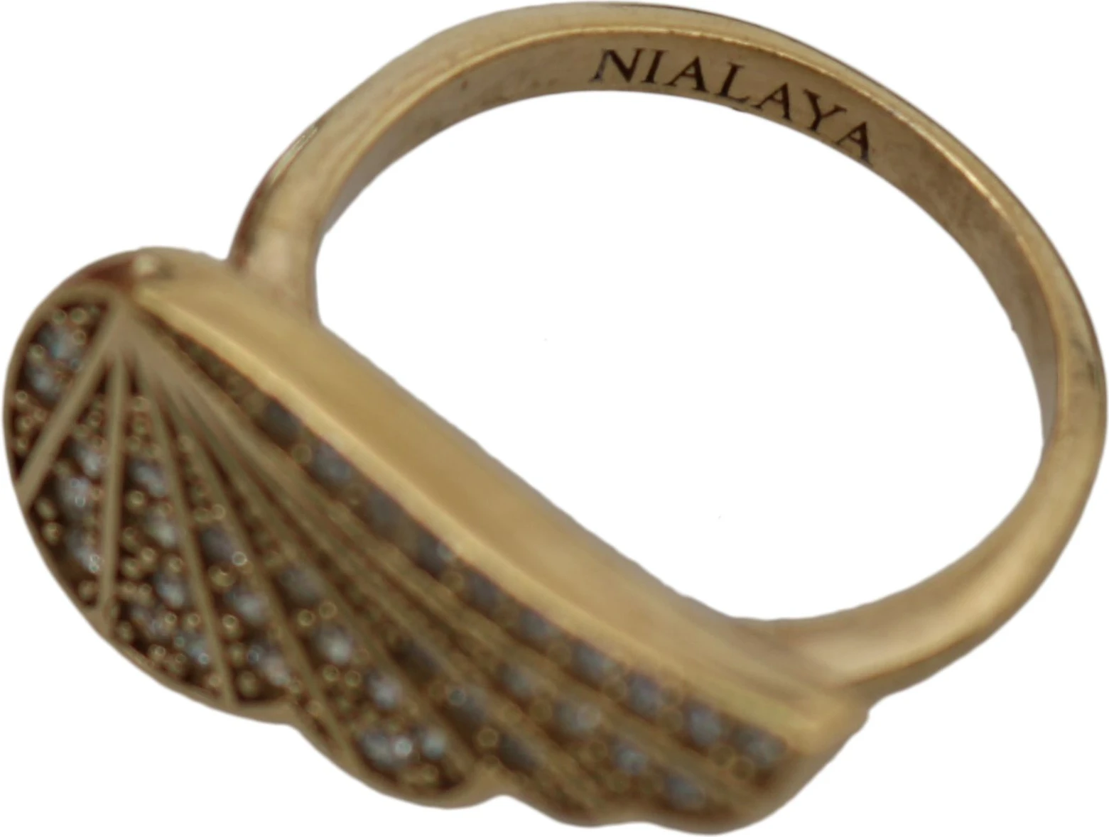 Кольцо Nialaya Jewelry Золотое Крыло с прозрачным CZ