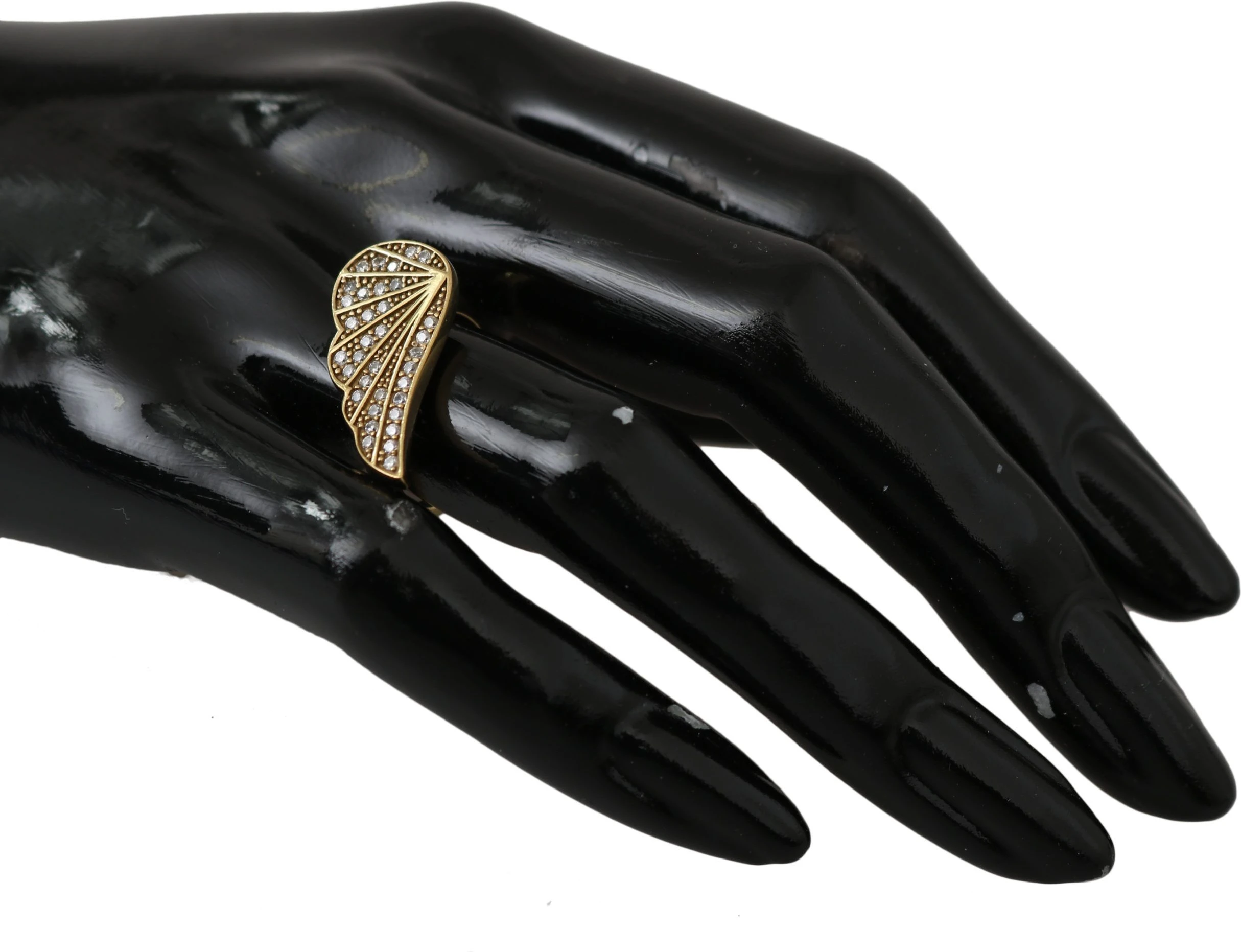 Кольцо Nialaya Jewelry Золотое Крыло с прозрачным CZ