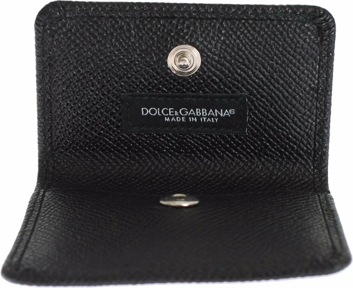 Кошелек Dolce & Gabbana Элегантный Черный Кожаный Чехол для Презервативов