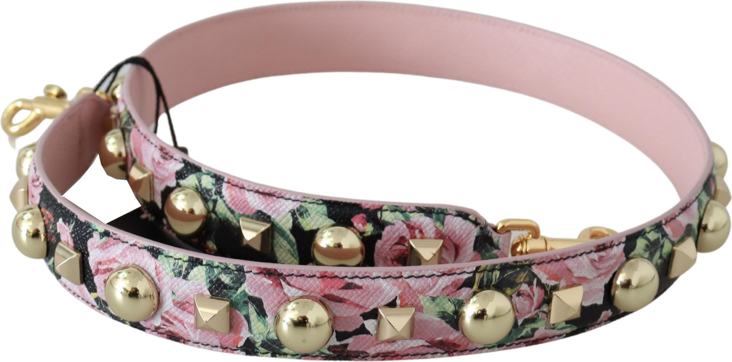 Кожаный ремень Dolce & Gabbana с цветочным орнаментом и золотыми заклепками