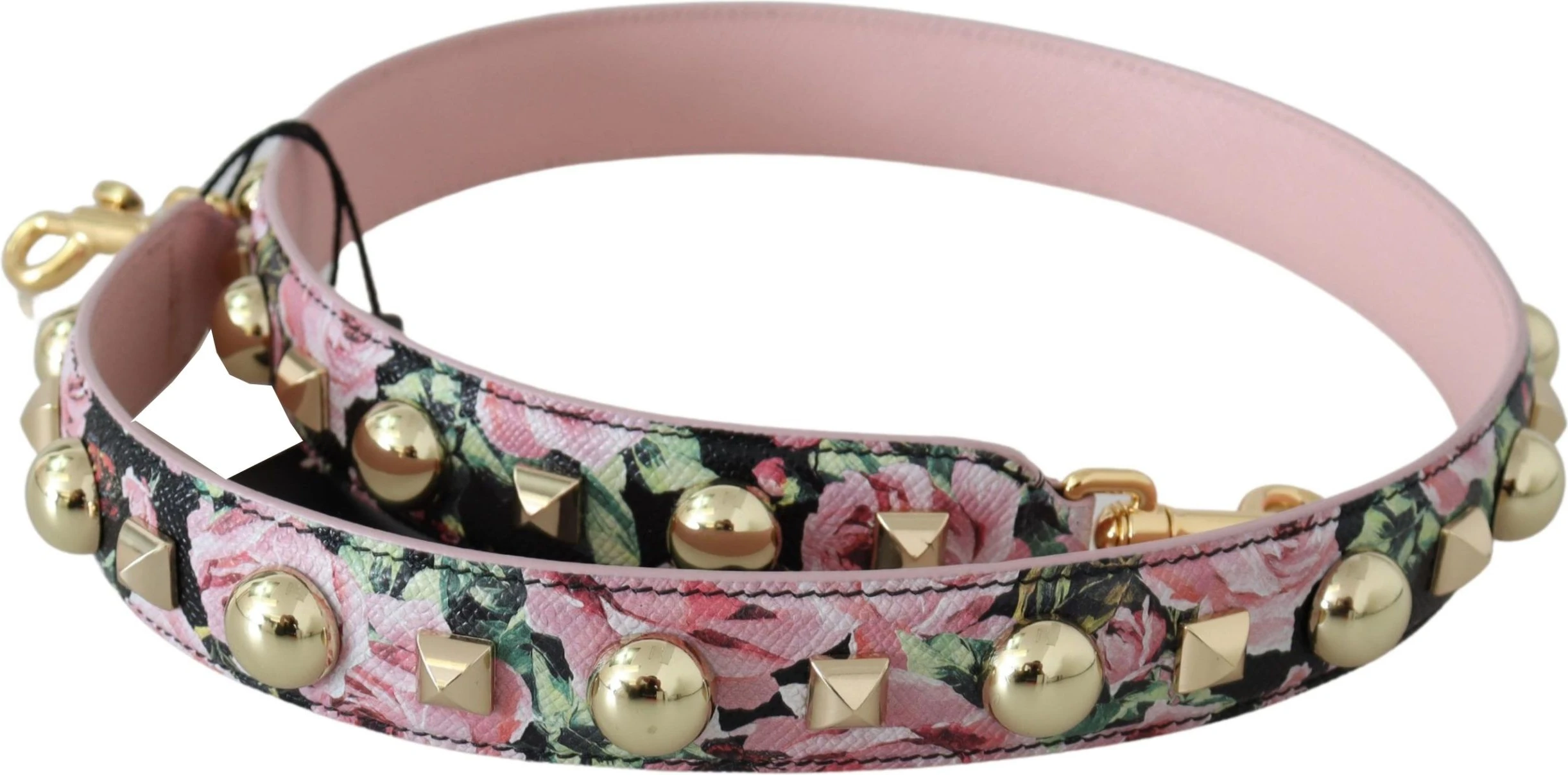 Кожаный ремень Dolce & Gabbana с цветочным орнаментом и золотыми заклепками