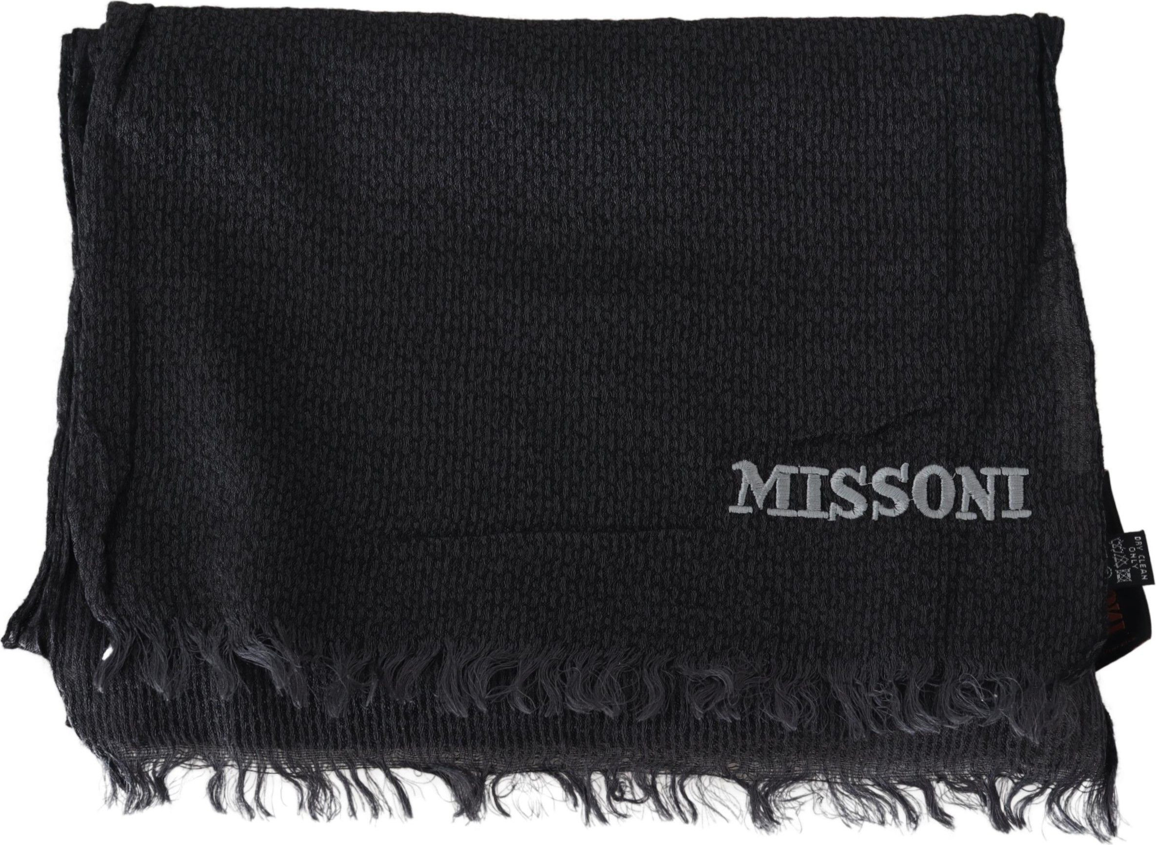 Шарф Missoni Элегантный Черный Шерстяной С Бахромой