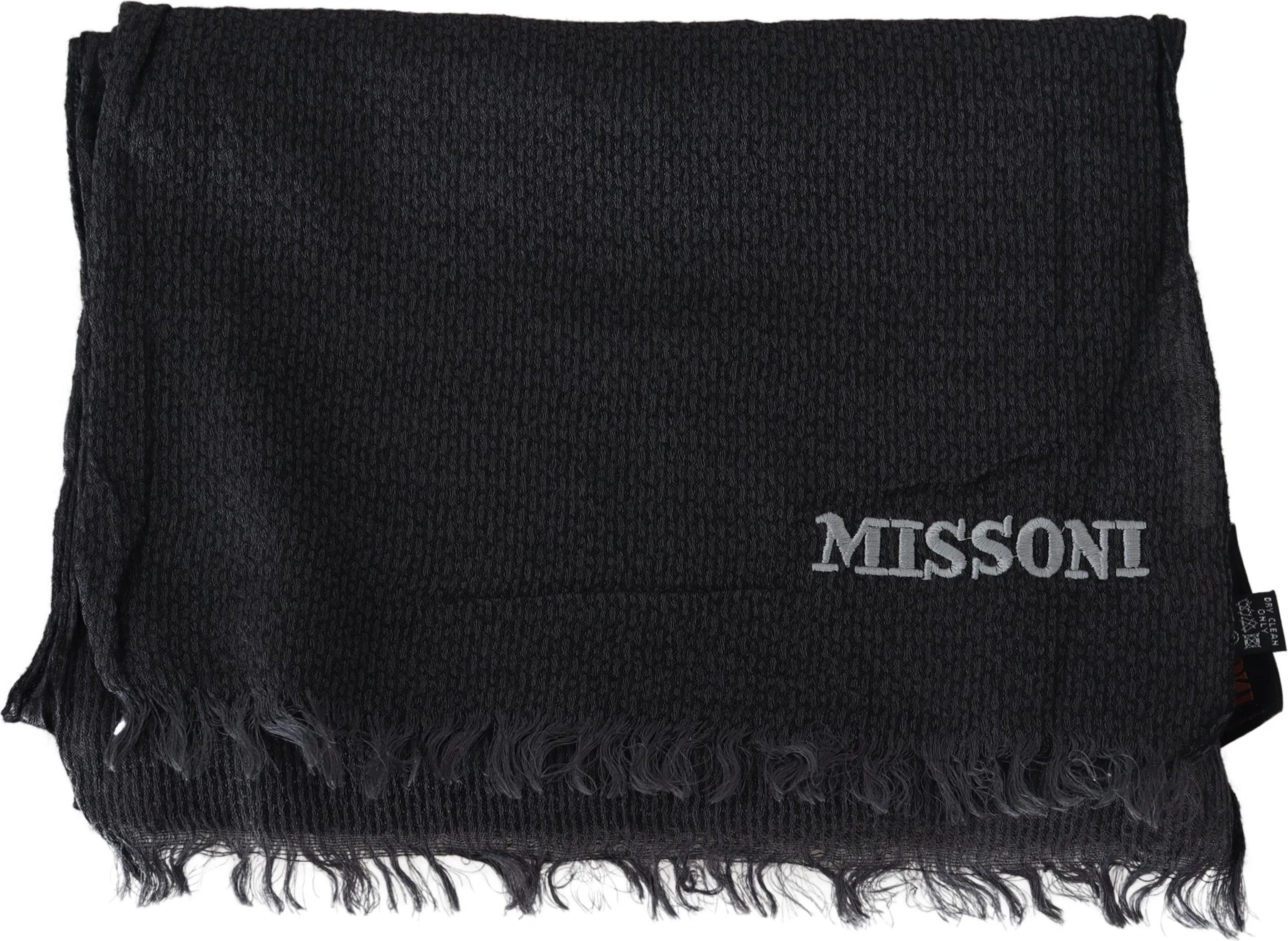 Шарф Missoni Элегантный Черный Шерстяной С Бахромой