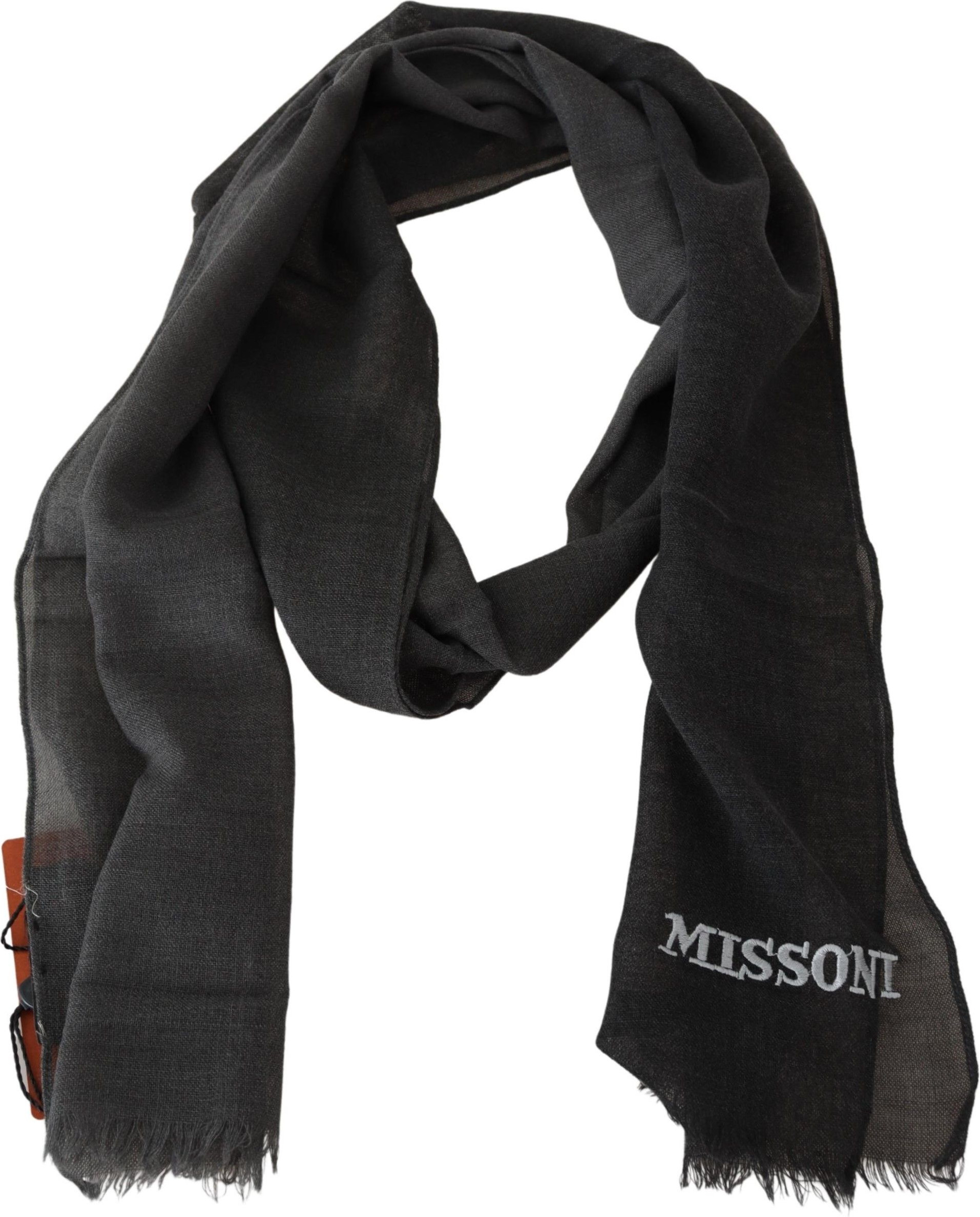Шарф Missoni Элегантный черный шерстяной шарф с бахромой