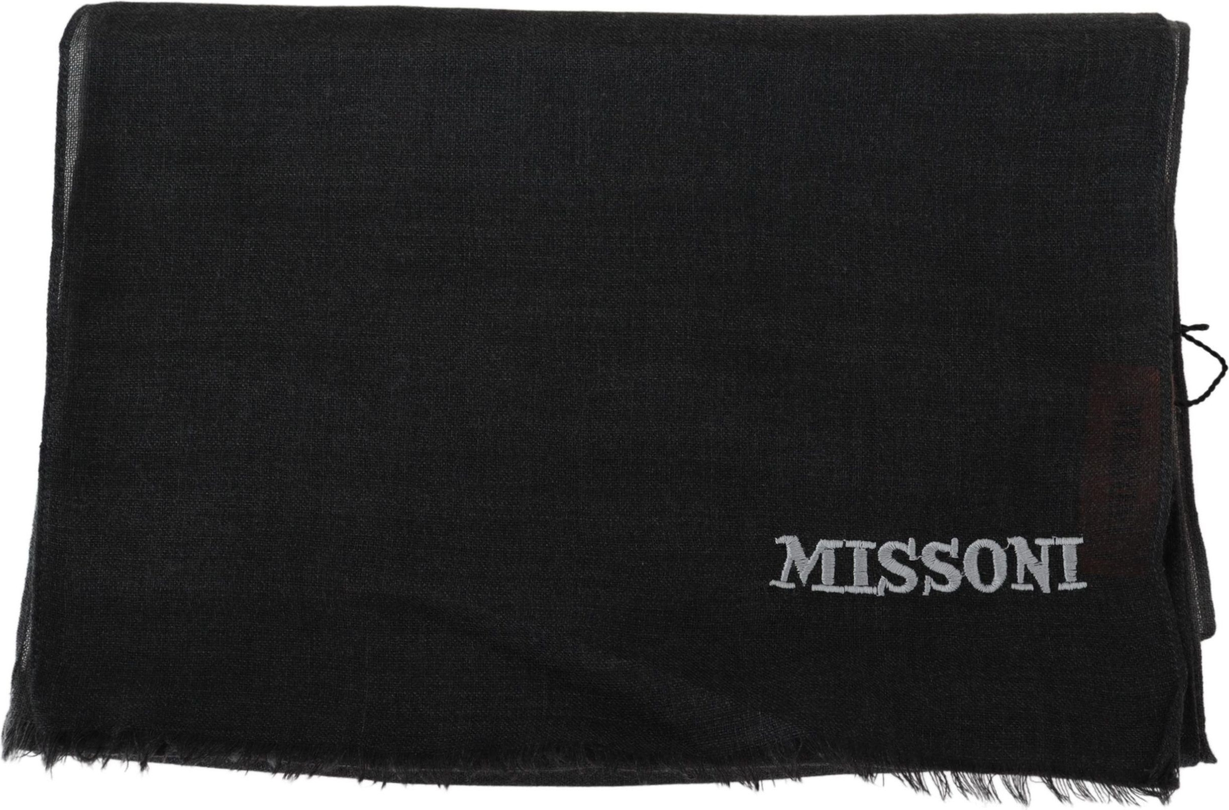 Шарф Missoni Элегантный черный шерстяной шарф с бахромой