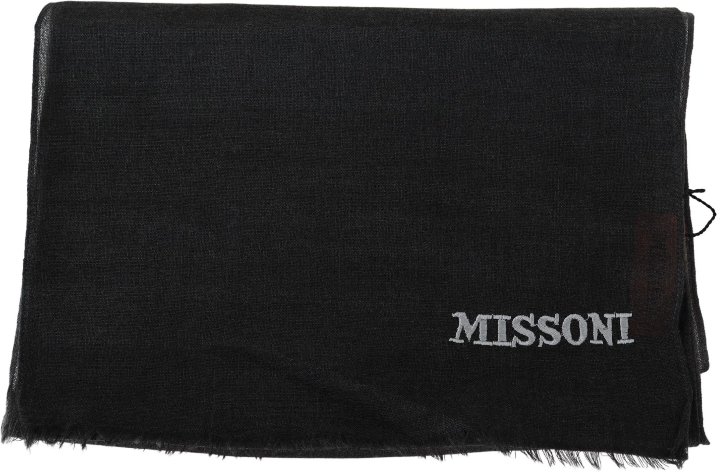 Шарф Missoni Элегантный черный шерстяной шарф с бахромой