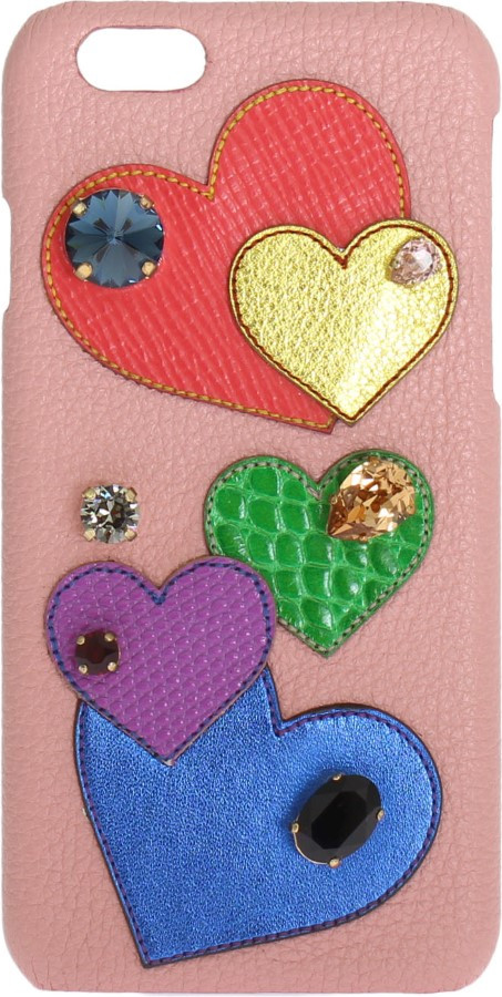 Чехол Dolce & Gabbana Chic Pink Leather Crystal для iPhone