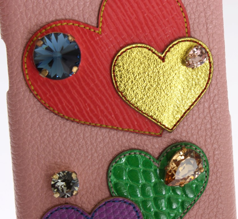 Чехол Dolce & Gabbana Chic Pink Leather Crystal для iPhone