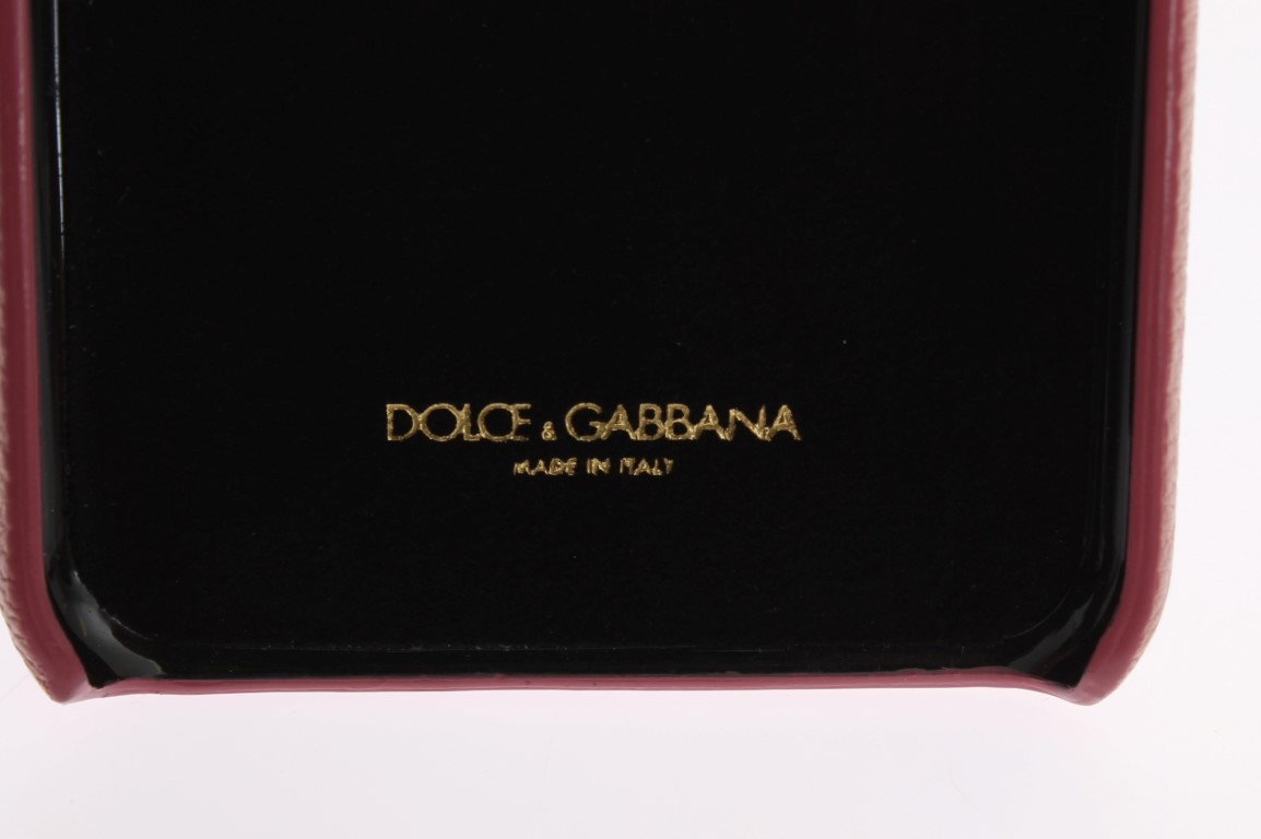Чехол Dolce & Gabbana Chic Pink Leather Crystal для iPhone
