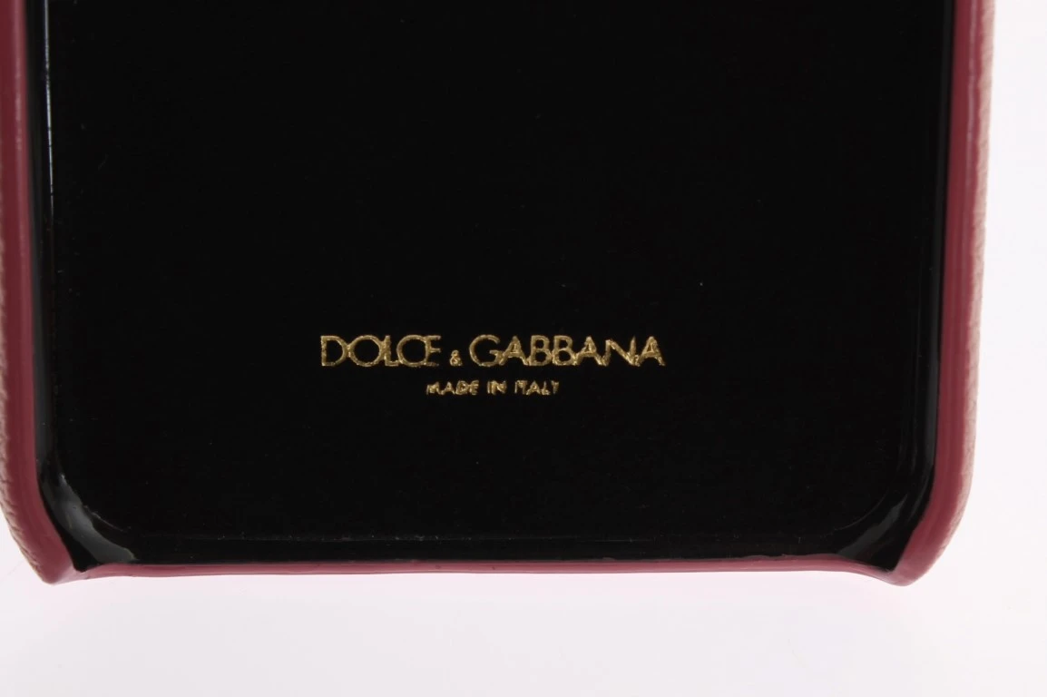 Чехол Dolce & Gabbana Chic Pink Leather Crystal для iPhone
