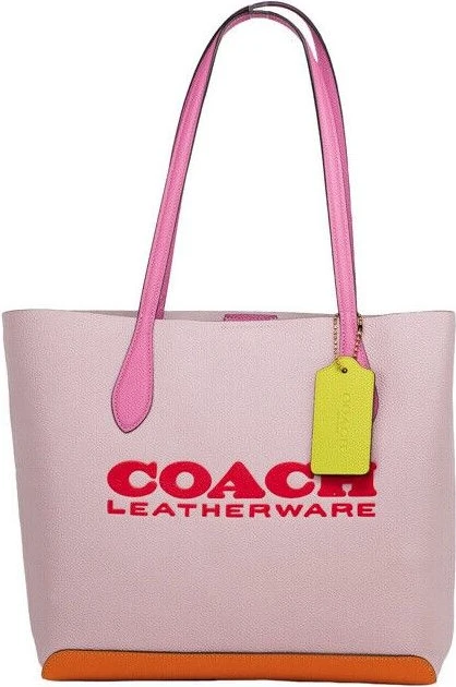 Сумка-тоут Coach Kia Medium Carnation Colorblock из зернистой кожи, сумочка, розовая