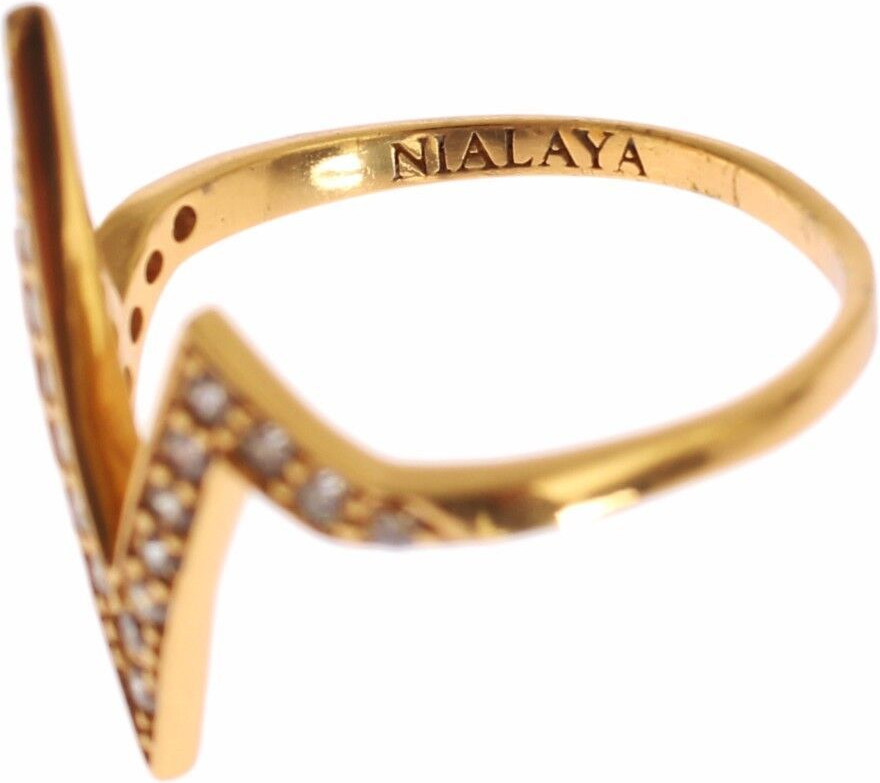Кольцо Nialaya Jewelry Золото 925 Серебро Женское Прозрачный КУБИЧЕСКИЙ ЦИРКОНИЙ 18К