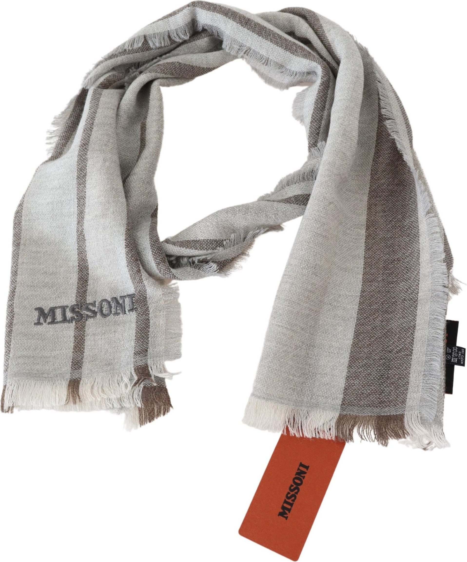 Шарф Missoni, цветной, шерстяной, в полоску, с бахромой