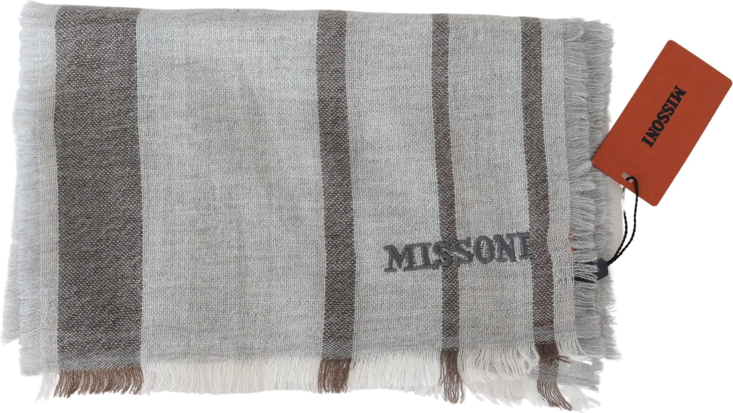 Шарф Missoni, цветной, шерстяной, в полоску, с бахромой