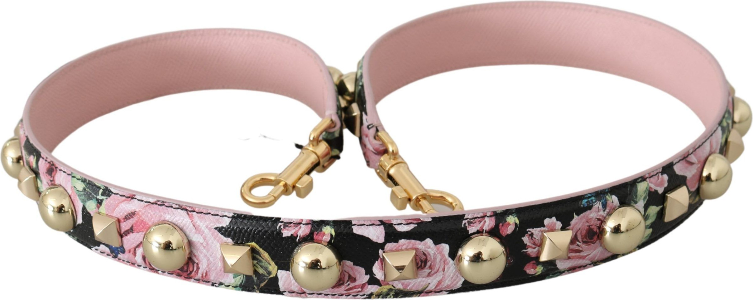 Ремень через плечо Dolce & Gabbana Розовый Цветочный Кожаный Аксессуар со Шпильками