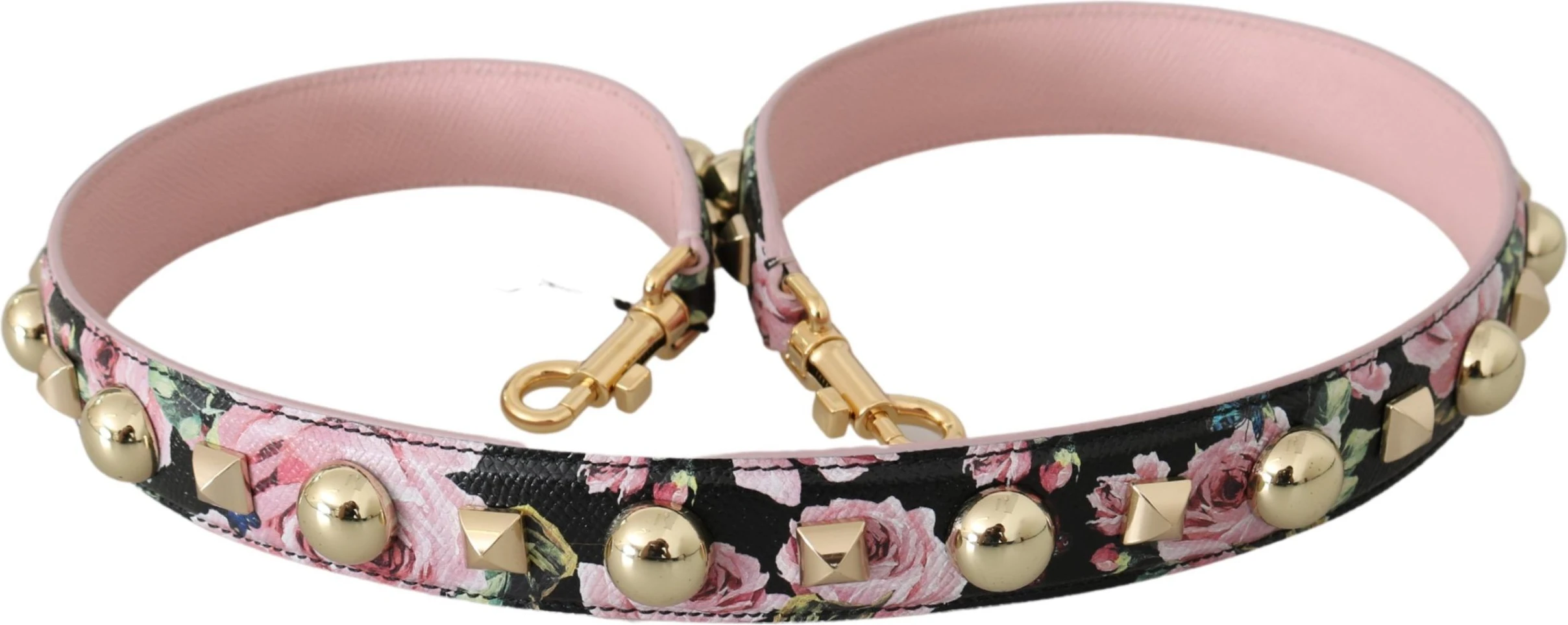 Ремень через плечо Dolce & Gabbana Розовый Цветочный Кожаный Аксессуар со Шпильками