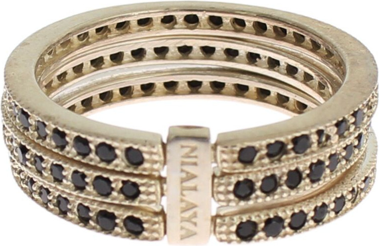 Кольцо Nialaya Jewelry Черный цирконий 925 Стерлинговое серебро Женское