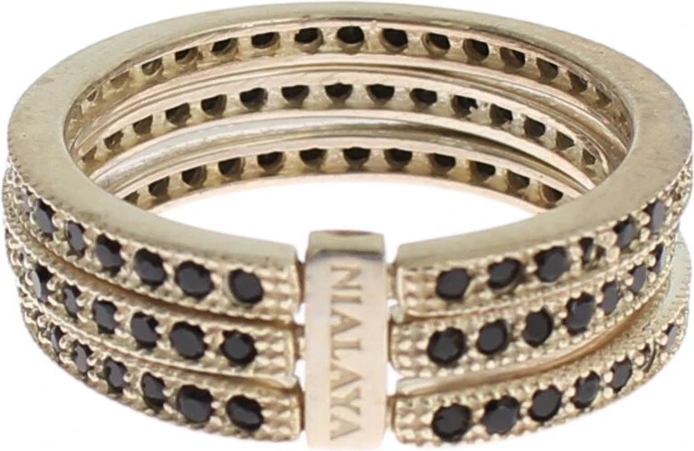 Кольцо Nialaya Jewelry Черный цирконий 925 Стерлинговое серебро Женское