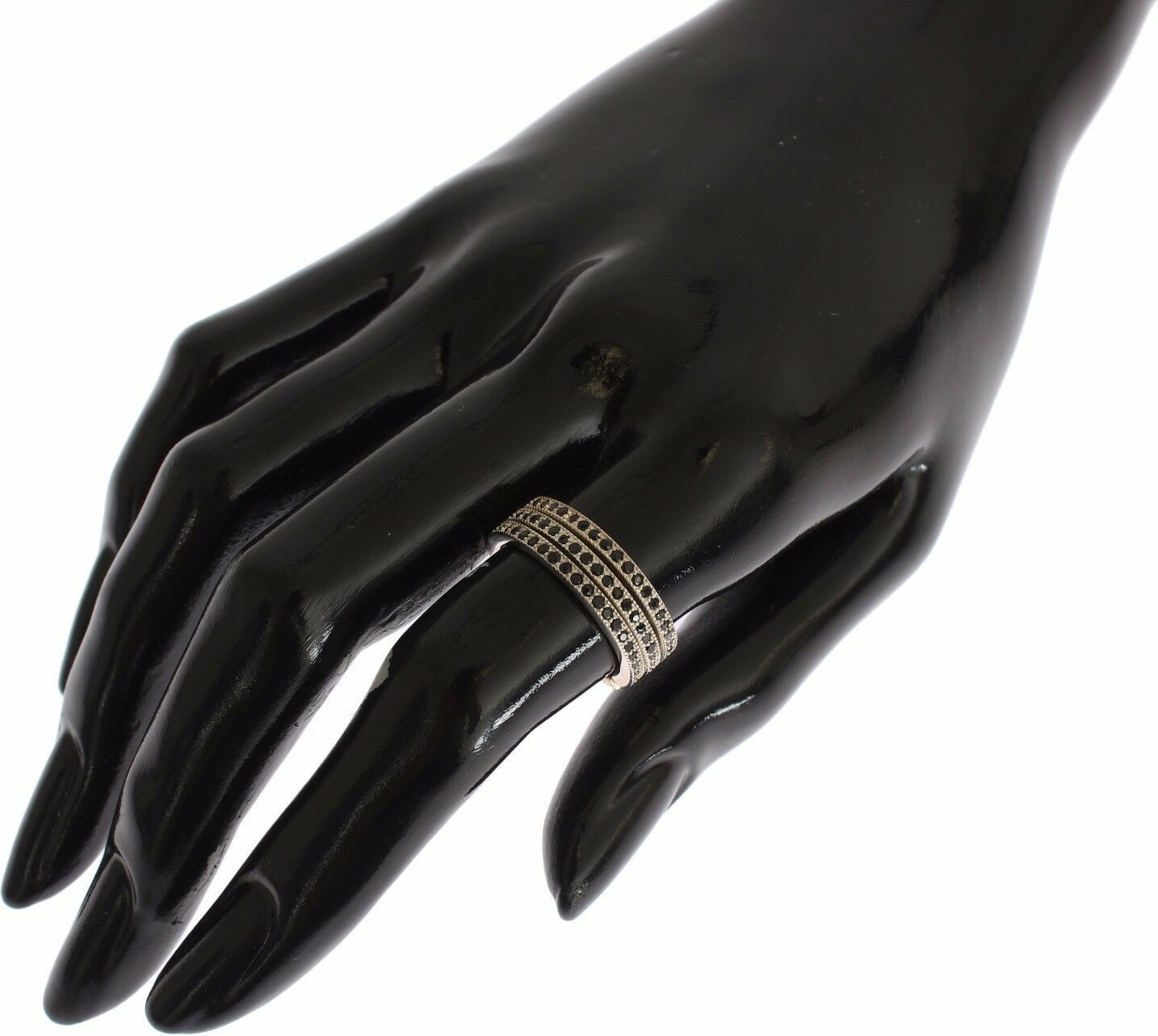 Кольцо Nialaya Jewelry Черный цирконий 925 Стерлинговое серебро Женское