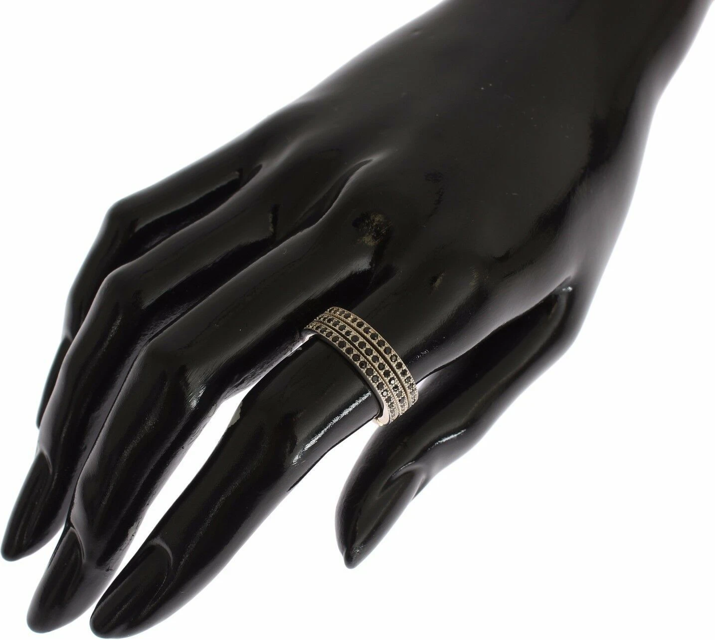 Кольцо Nialaya Jewelry Черный цирконий 925 Стерлинговое серебро Женское