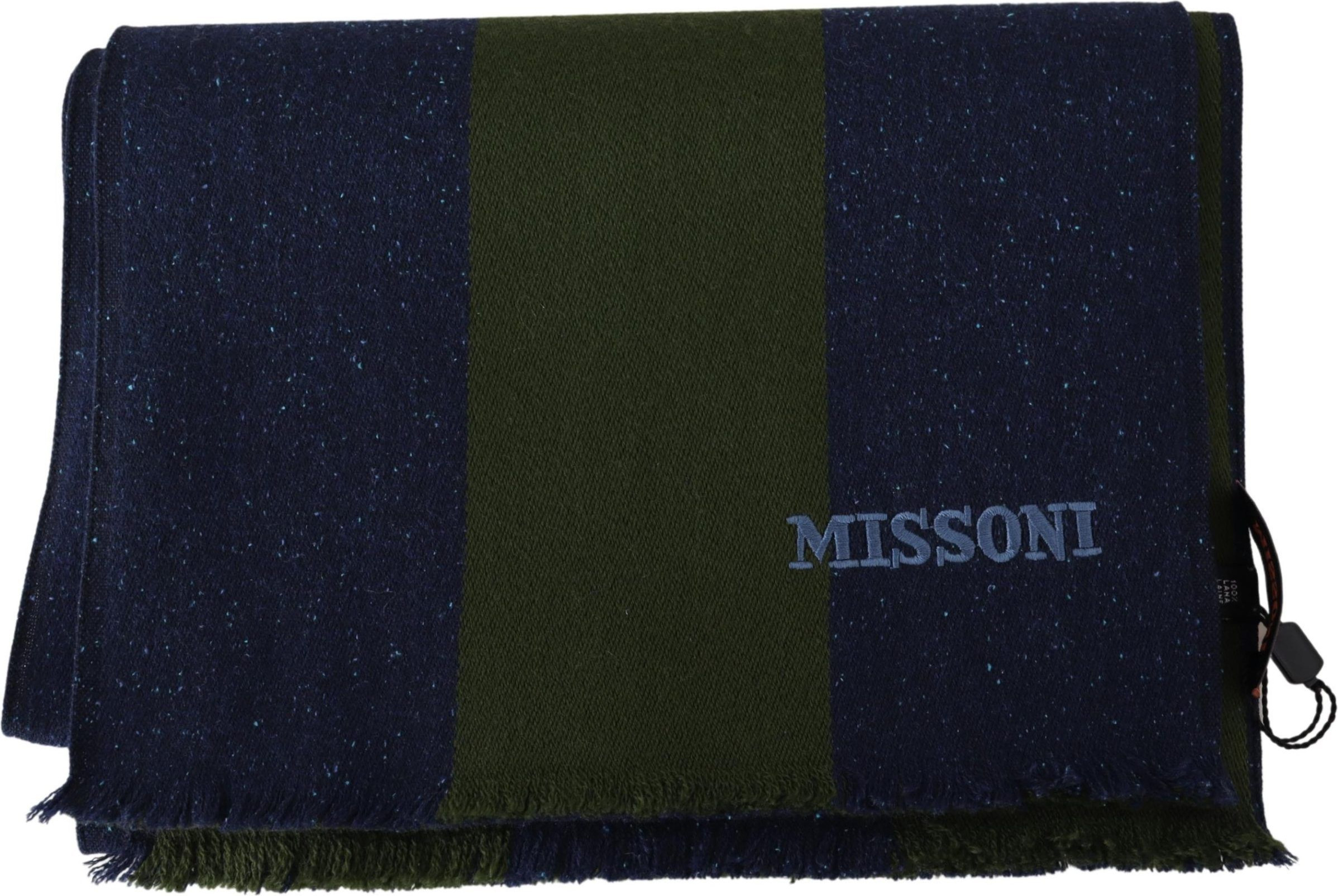 Шарф Missoni Аутентичный Шерстяной Шарф с Полосками и Вышивкой Логотипа