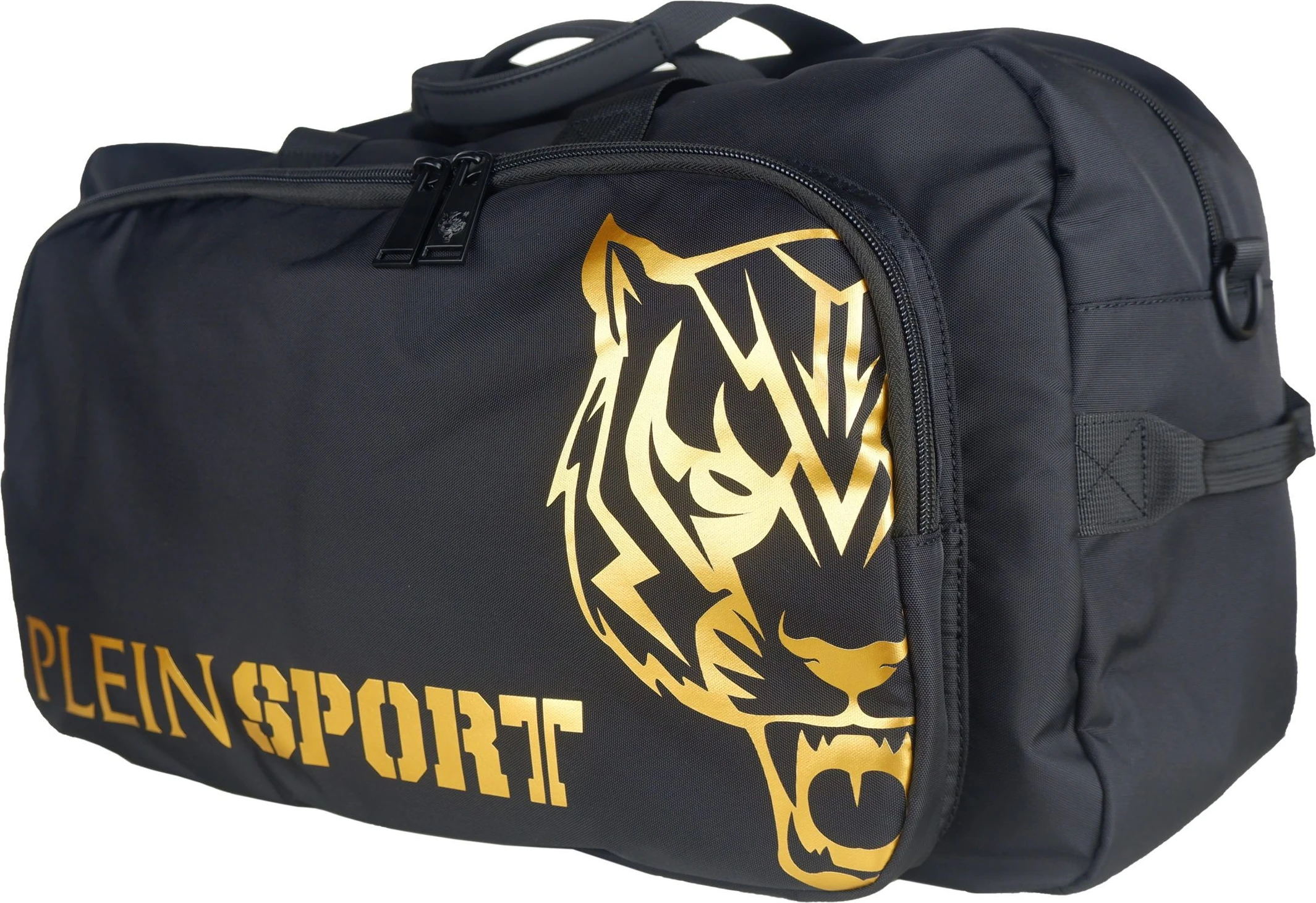 Спортивная сумка-дафл Plein Sport Элегантная черная с золотистыми акцентами