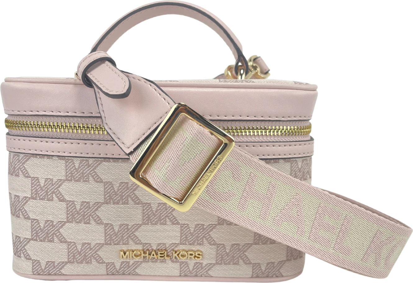 Сумка-кроссбоди Michael Kors Jet Set Medium Powder Blush из жаккардовой канвы с молнией