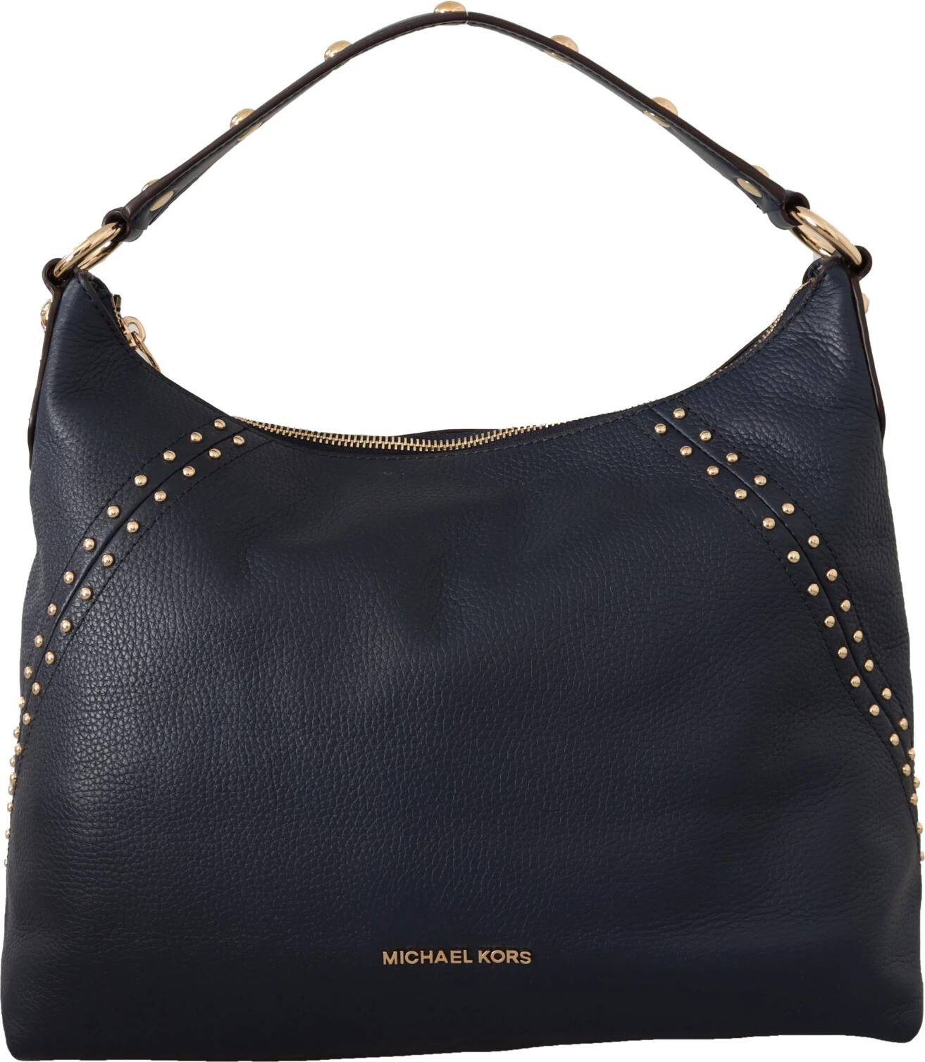 Сумка через плечо Michael Kors Элегантная синяя кожаная сумка через плечо с золотой фурнитурой