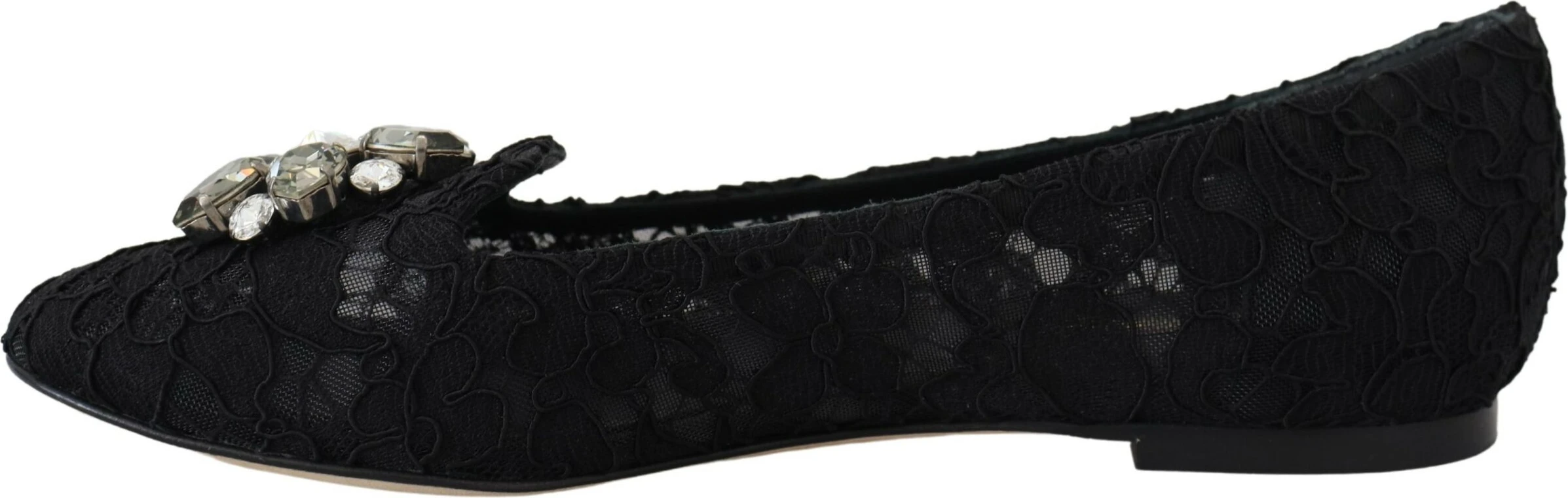Туфли Балетки Dolce & Gabbana Черные Taormina Кружево Кристаллы