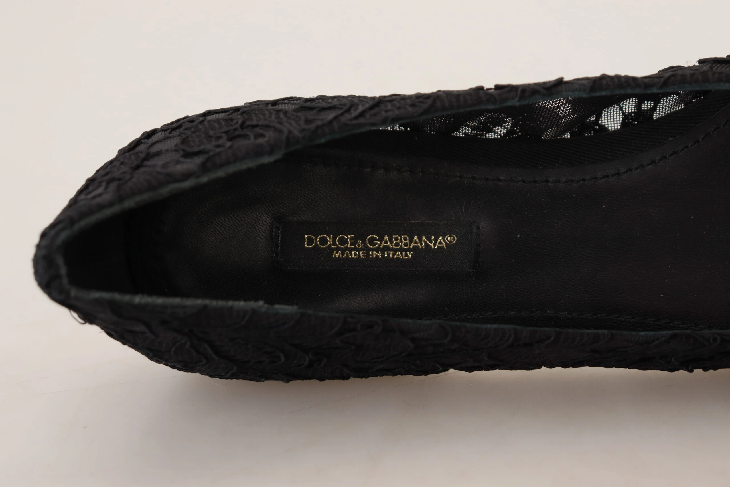 Туфли Балетки Dolce & Gabbana Черные Taormina Кружево Кристаллы