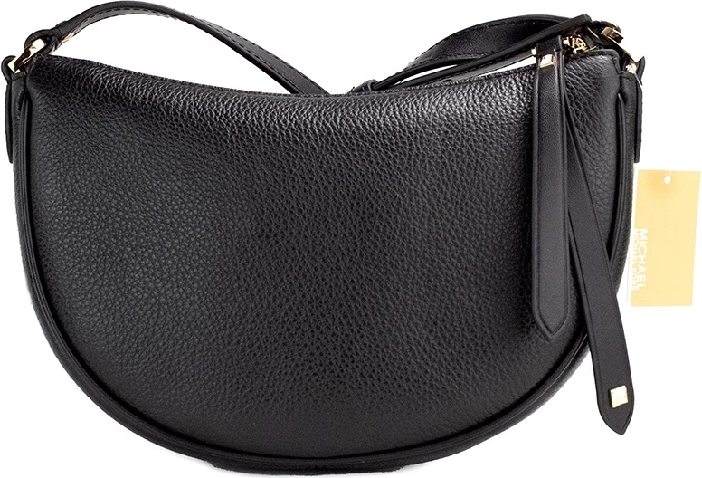 Сумка через плечо Michael Kors Dover Small Black с тисненой кожей в форме полумесяца