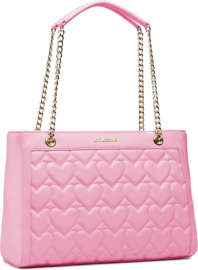 Сумка-шоппер LOVE MOSCHINO Chic Pink из искусственной кожи с сердцем