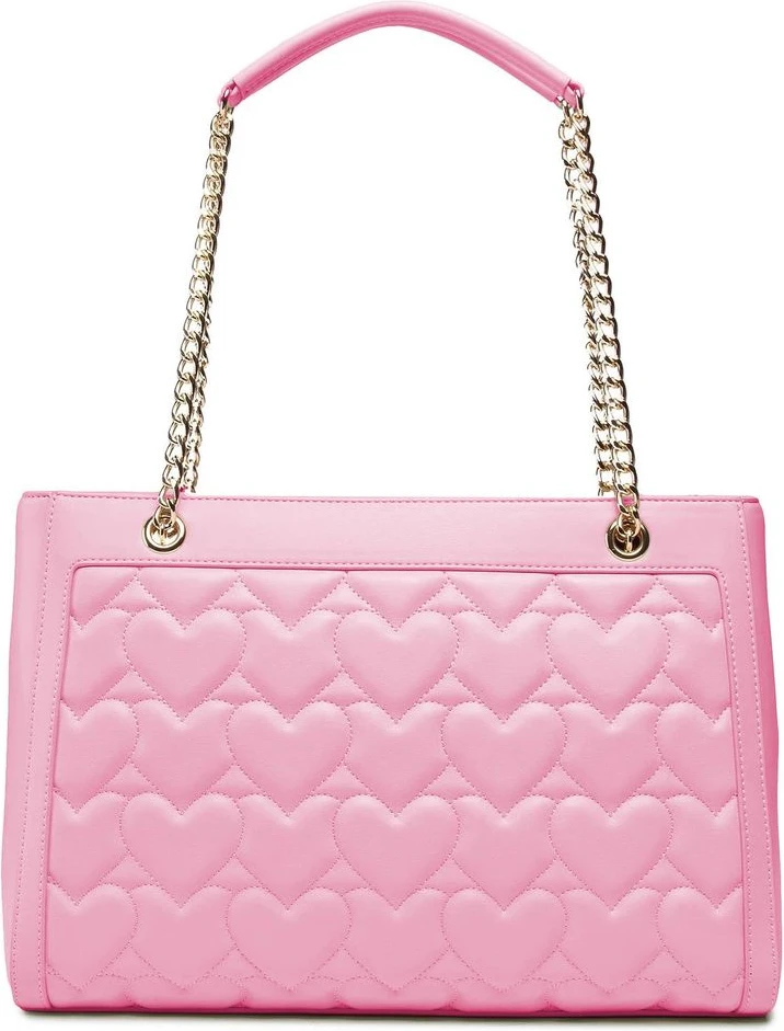 Сумка-шоппер LOVE MOSCHINO Chic Pink из искусственной кожи с сердцем