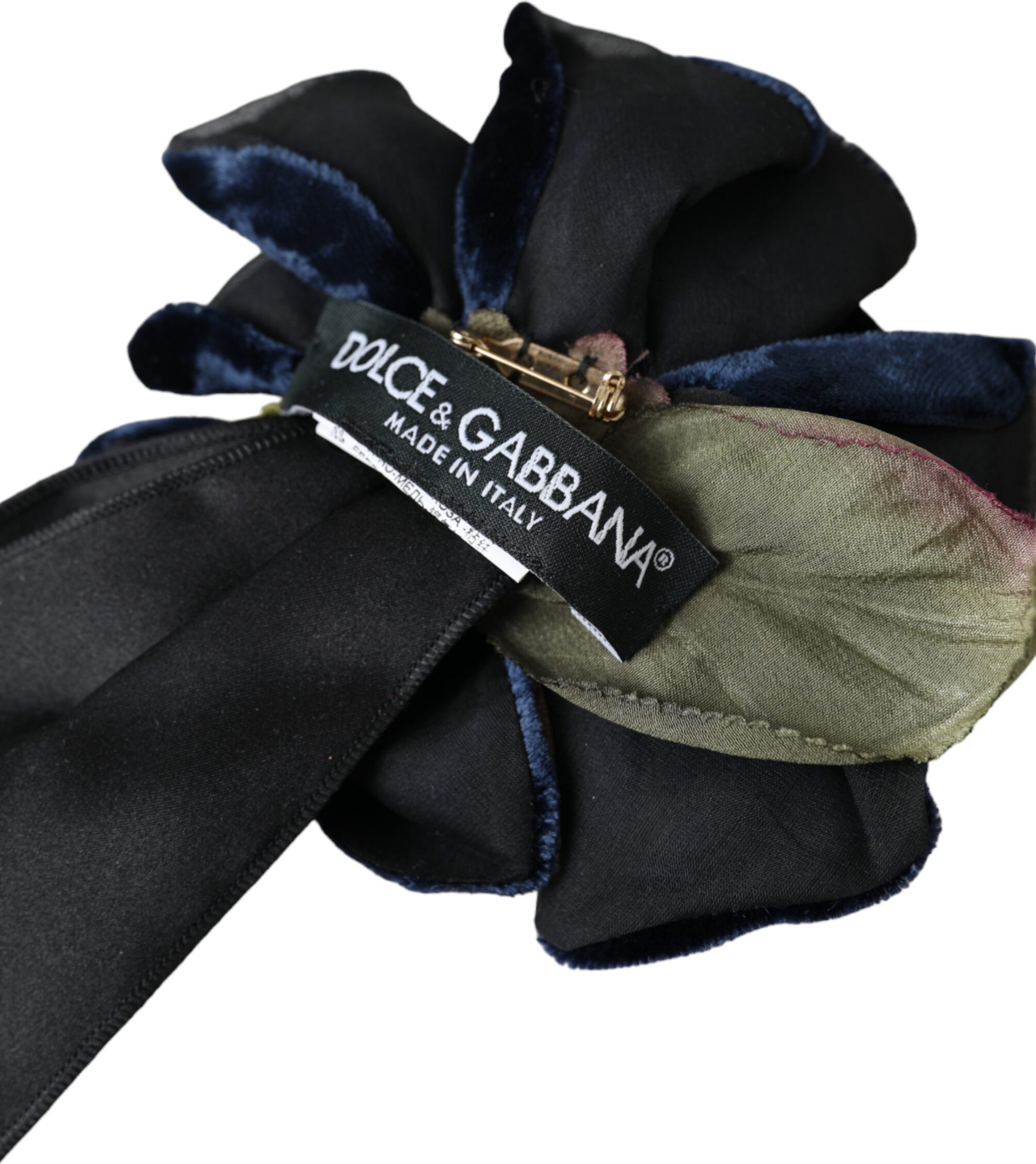 Брошь Dolce & Gabbana Черный Шелк Латунь Цветочная Заколка-Брошь