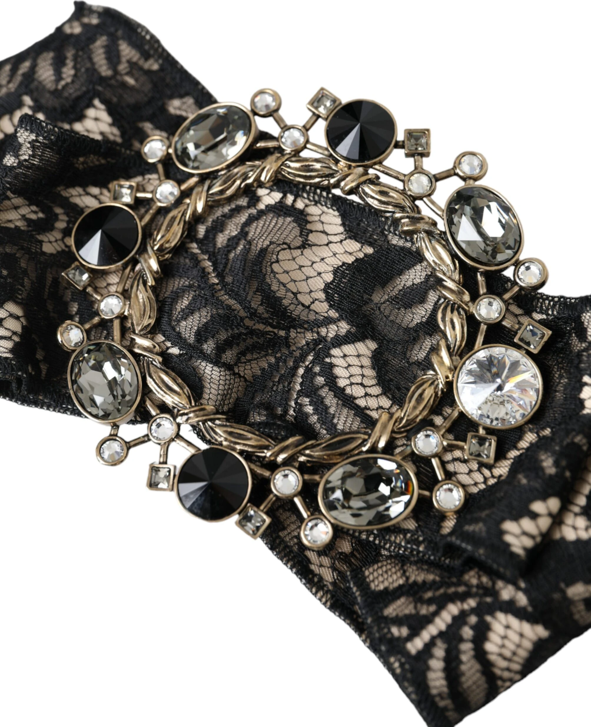 Брошь Dolce & Gabbana Черное Кружево Кристалл Ручная Работа Заколка для Волос