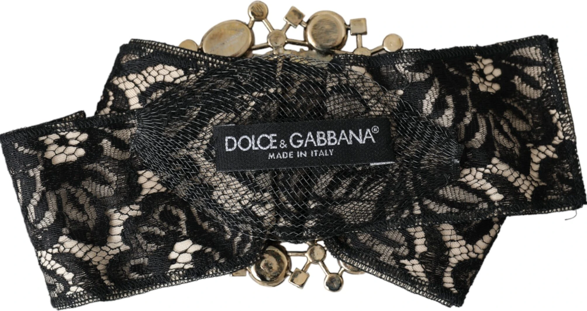 Брошь Dolce & Gabbana Черное Кружево Кристалл Ручная Работа Заколка для Волос
