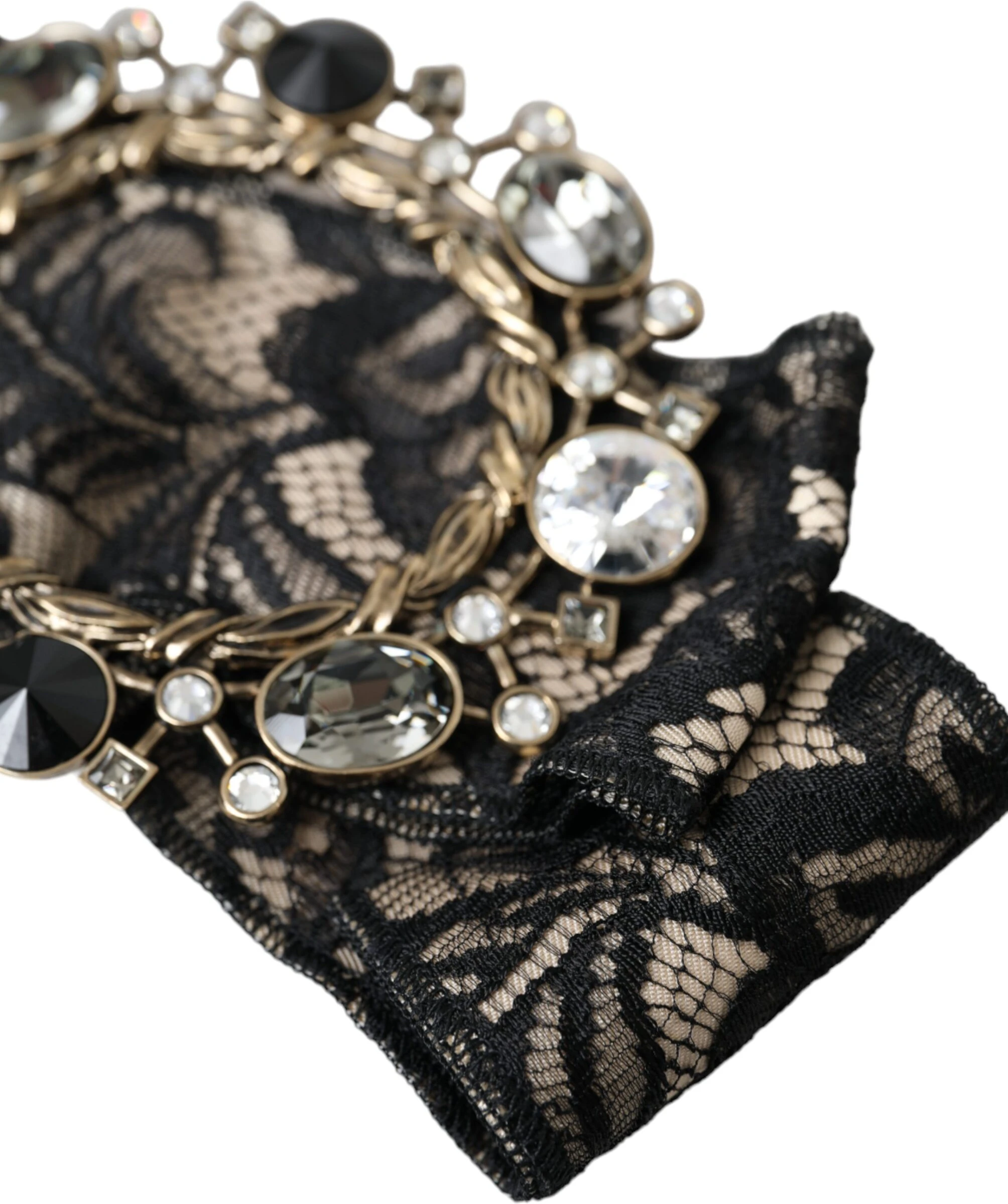 Брошь Dolce & Gabbana Черное Кружево Кристалл Ручная Работа Заколка для Волос